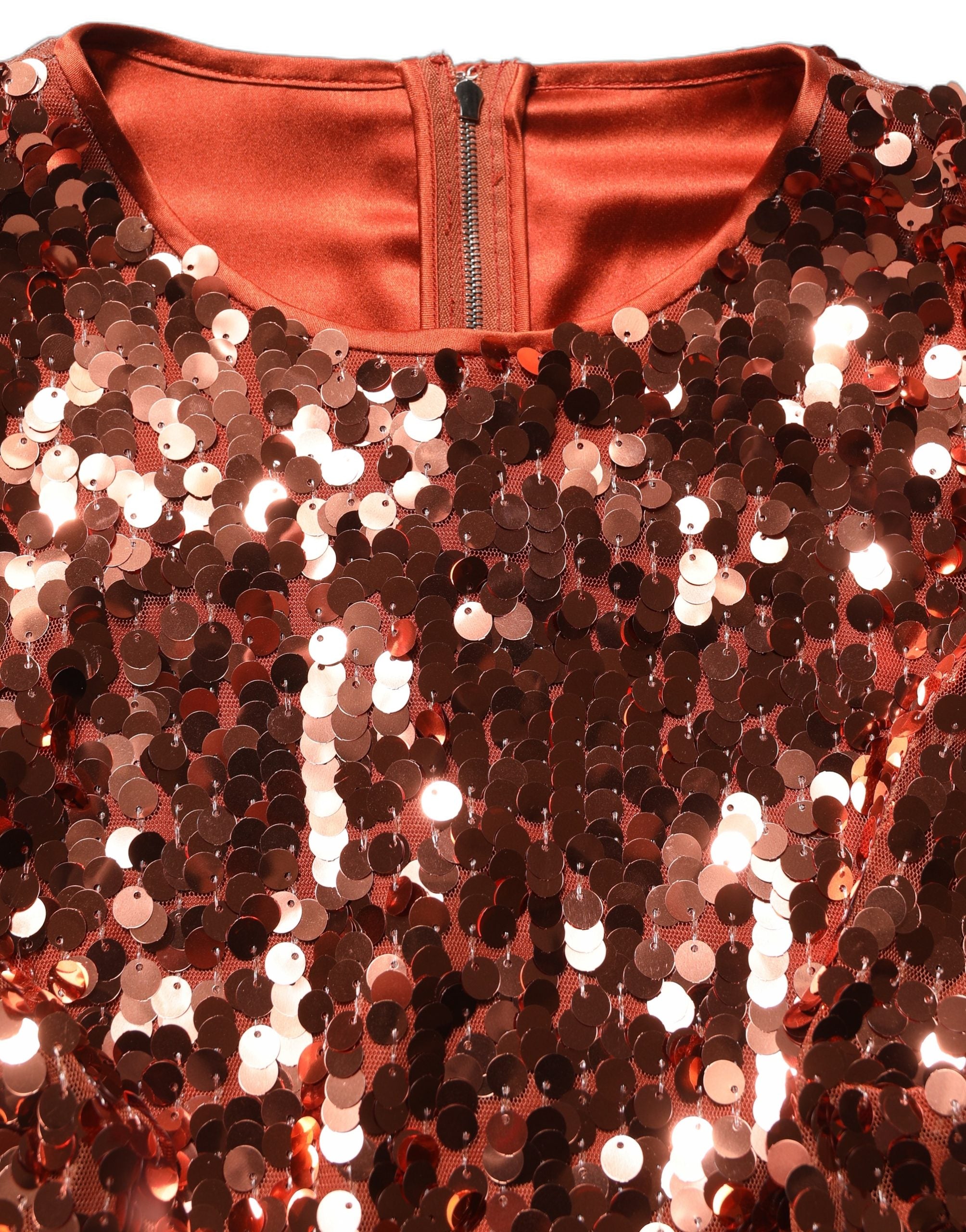 Dolce & Gabbana Rotes Pailletten-Crop-Top mit langen Ärmeln