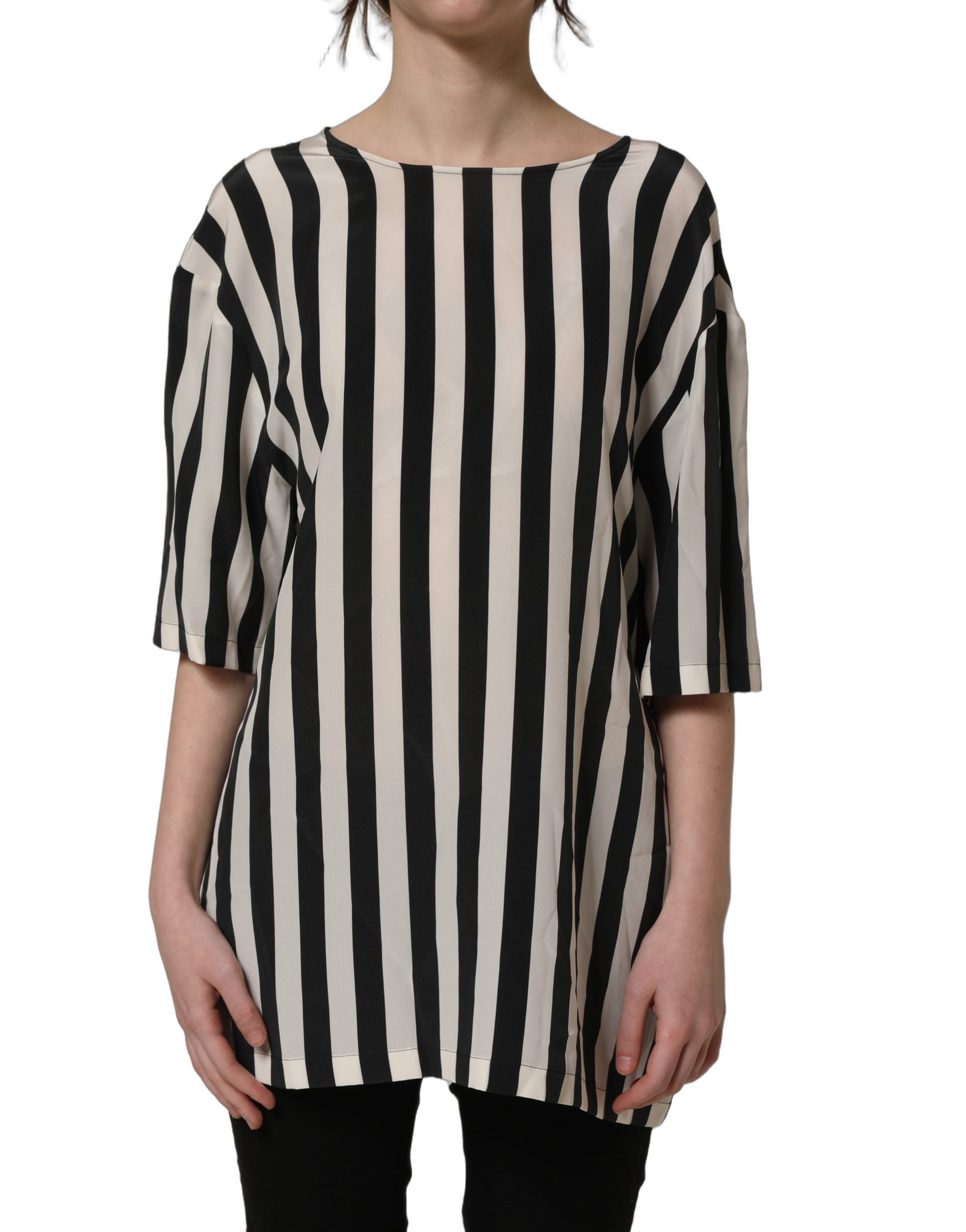 Dolce & Gabbana Bluse mit Rundhalsausschnitt und schwarz-weißen Streifen