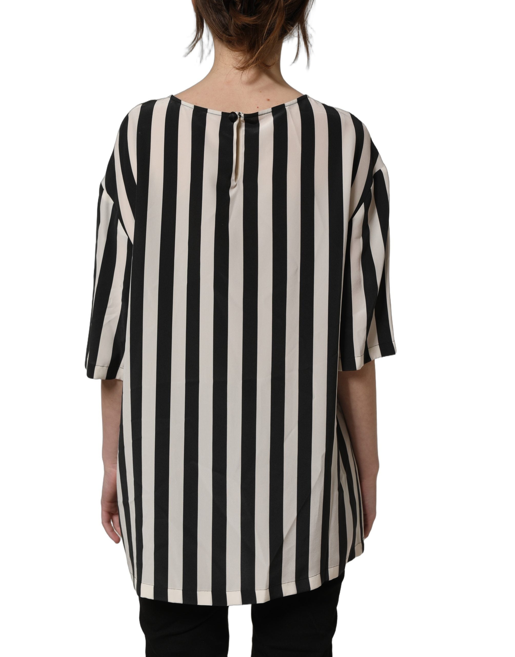 Dolce & Gabbana Bluse mit Rundhalsausschnitt und schwarz-weißen Streifen