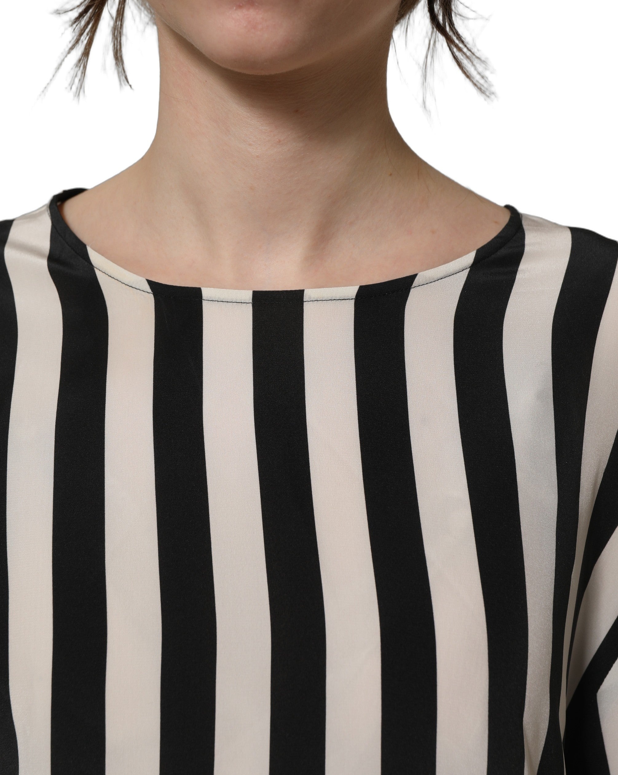 Dolce & Gabbana Bluse mit Rundhalsausschnitt und schwarz-weißen Streifen