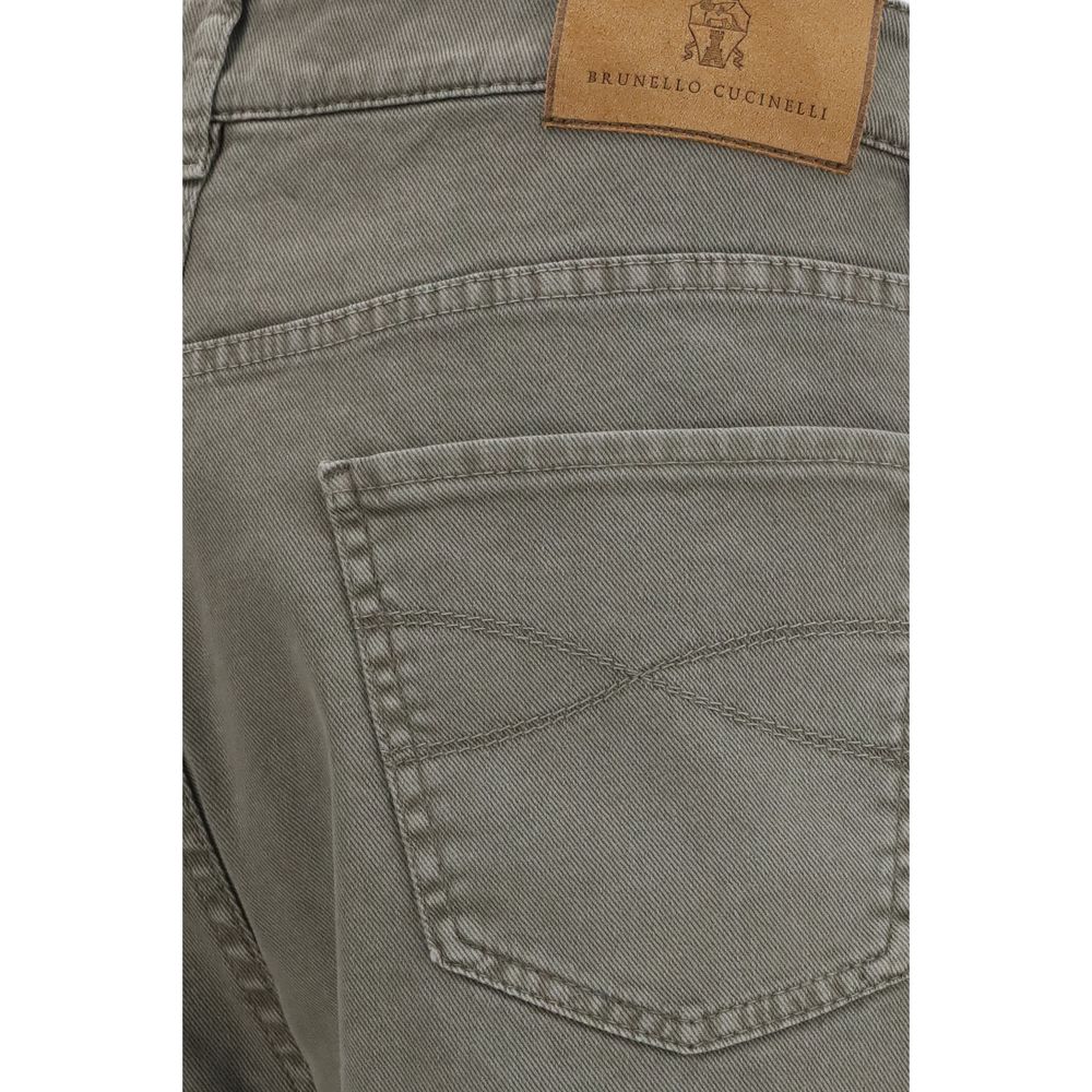 Brunello Cucinelli Zweifarbige Baumwoll-Jeans Denim