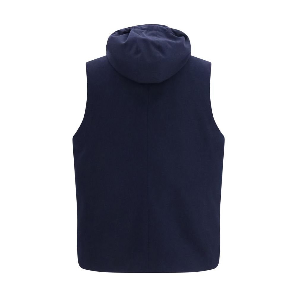 Brunello Cucinelli Ärmellose Jacke aus Lammwolle Aries in Blau
