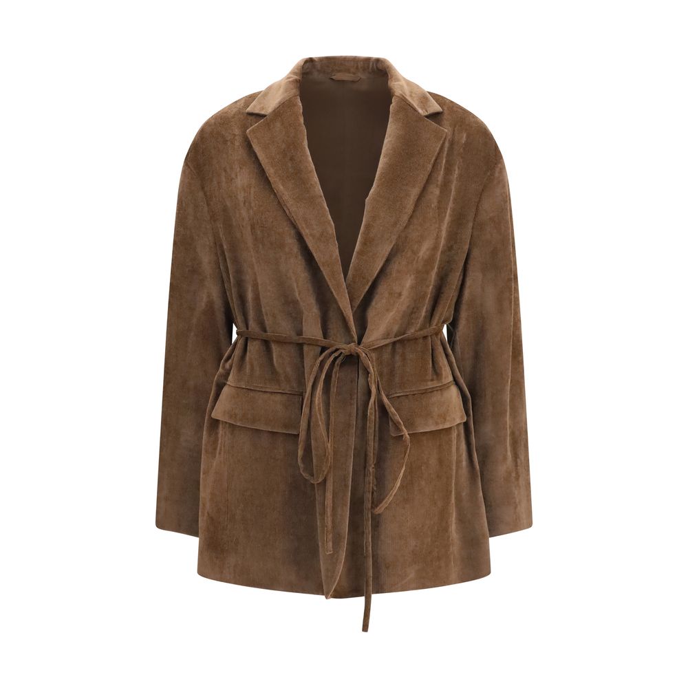 Brunello Cucinelli Brauner Viskose-Mantel in voller Länge