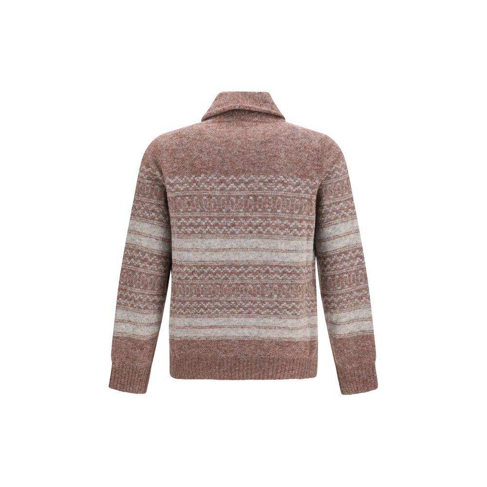 Brunello Cucinelli Cardigan aus Bordeaux-Alpaka (Vicugna Pacos)