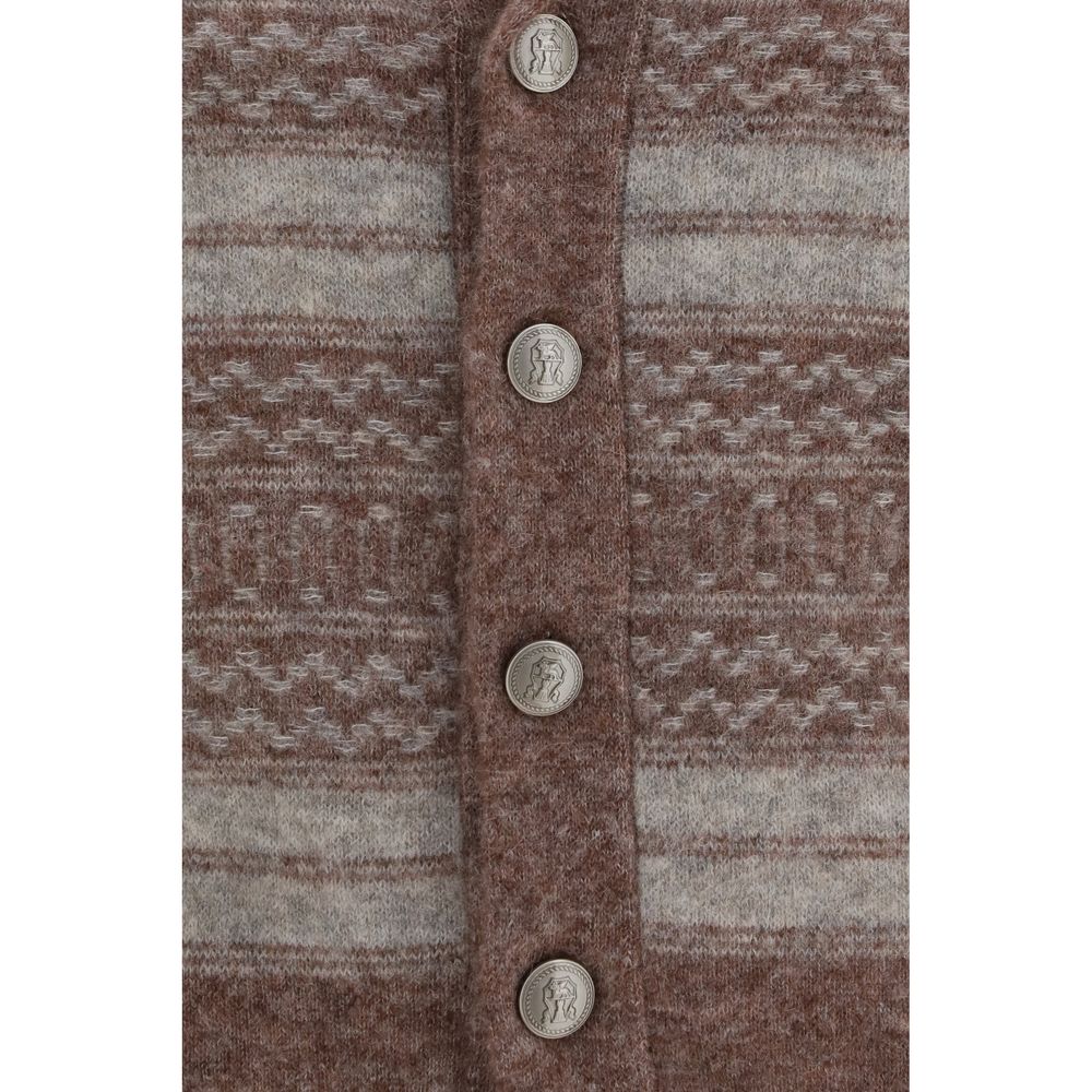 Brunello Cucinelli Cardigan aus Bordeaux-Alpaka (Vicugna Pacos)