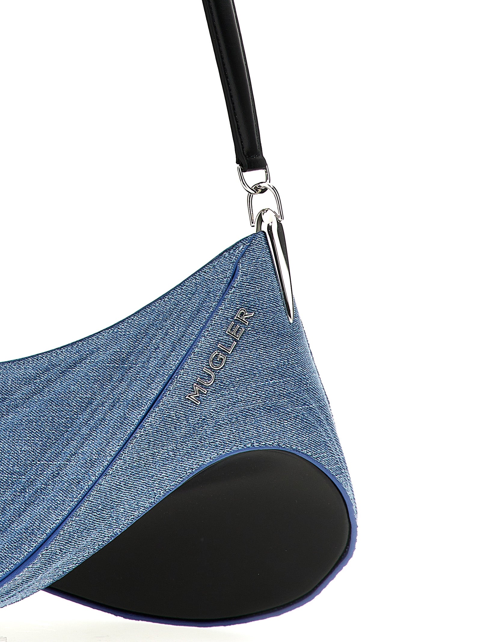 Mugler Schultertasche aus blauem Kalbsleder