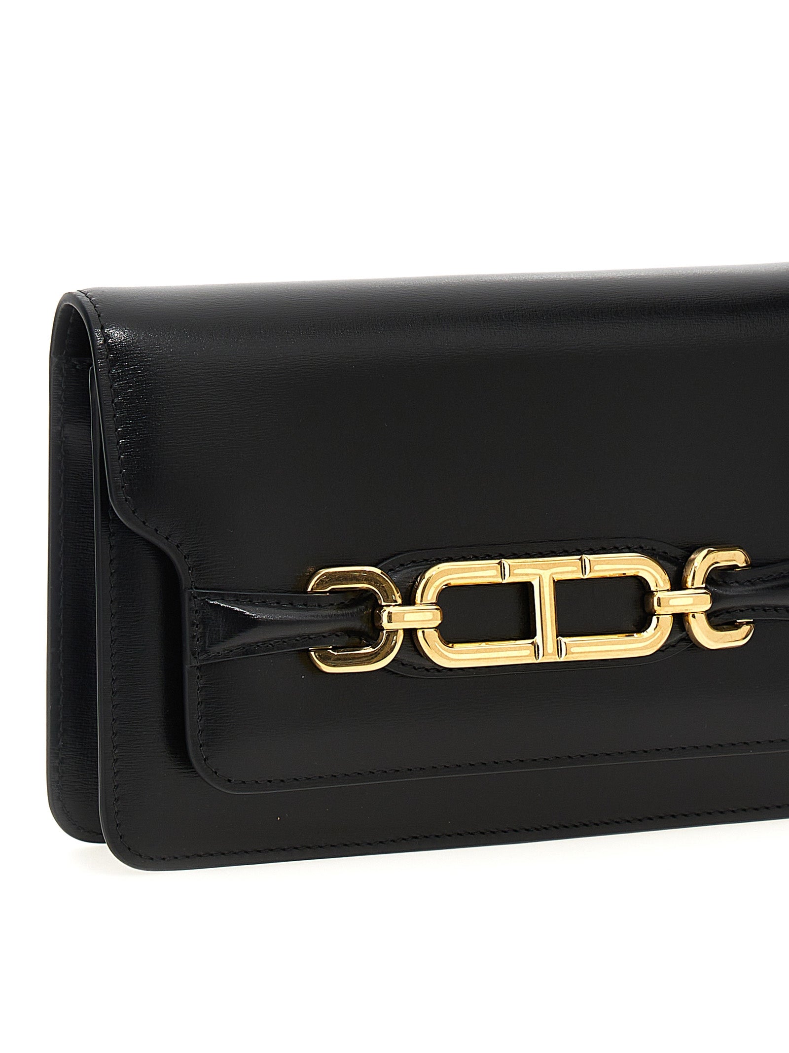 Tom Ford Schwarze Leder Umhängetasche