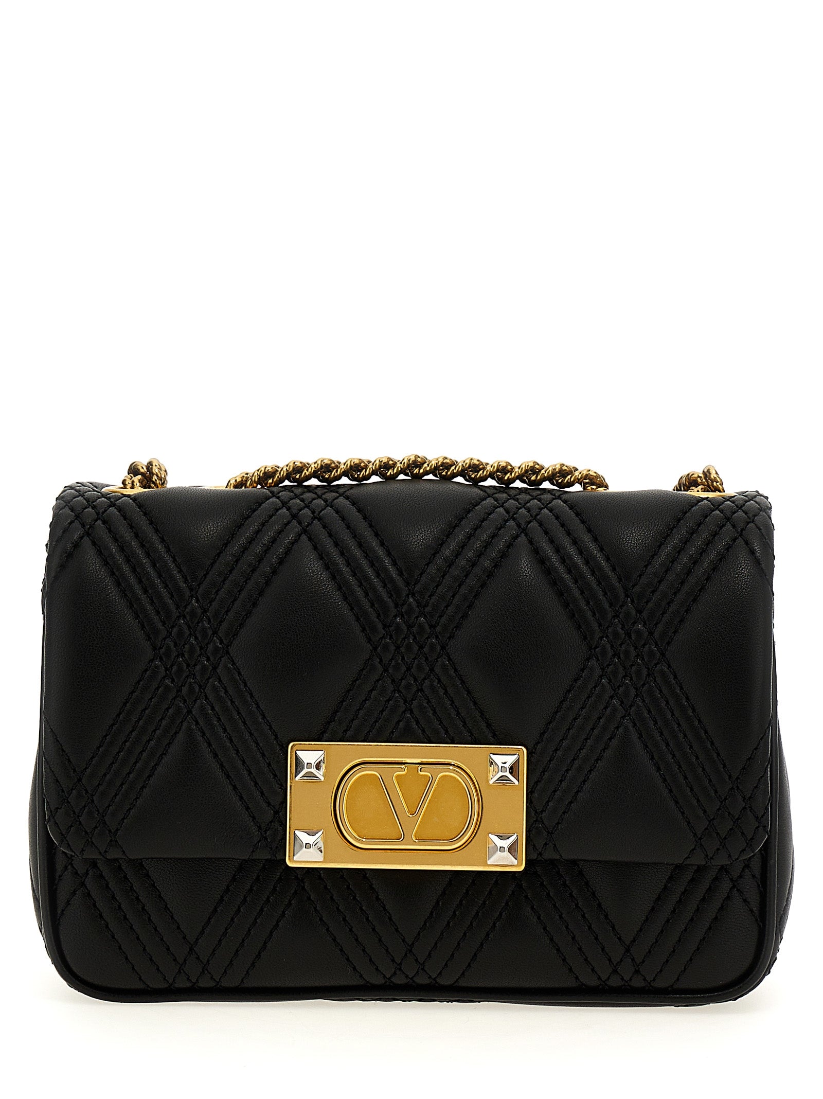 Valentino Garavani Schwarze Lammleder-Schultertasche