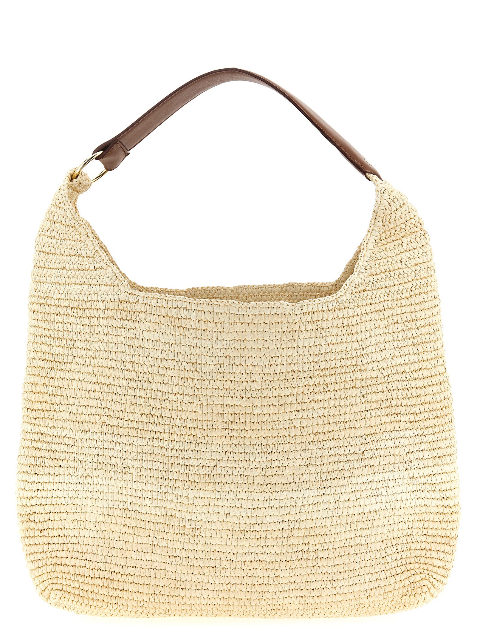 Maison Michel Braune Raffia-Umhängetasche