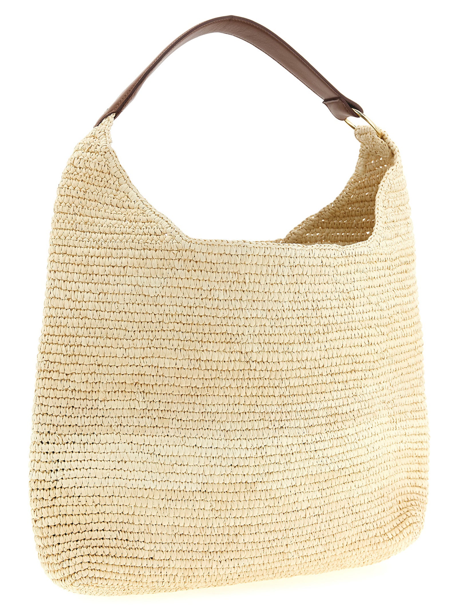 Maison Michel Braune Raffia-Umhängetasche