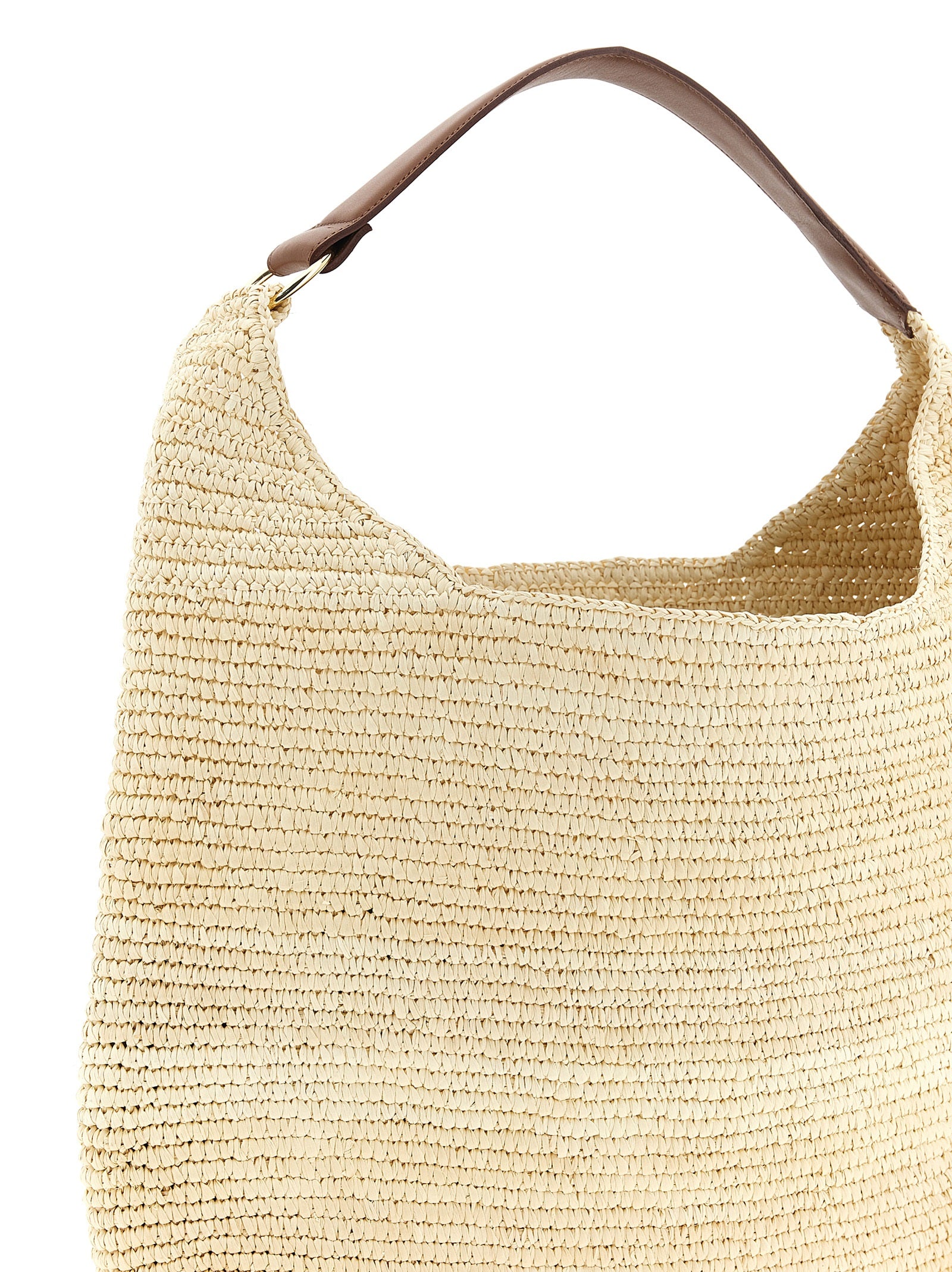 Maison Michel Braune Raffia-Umhängetasche