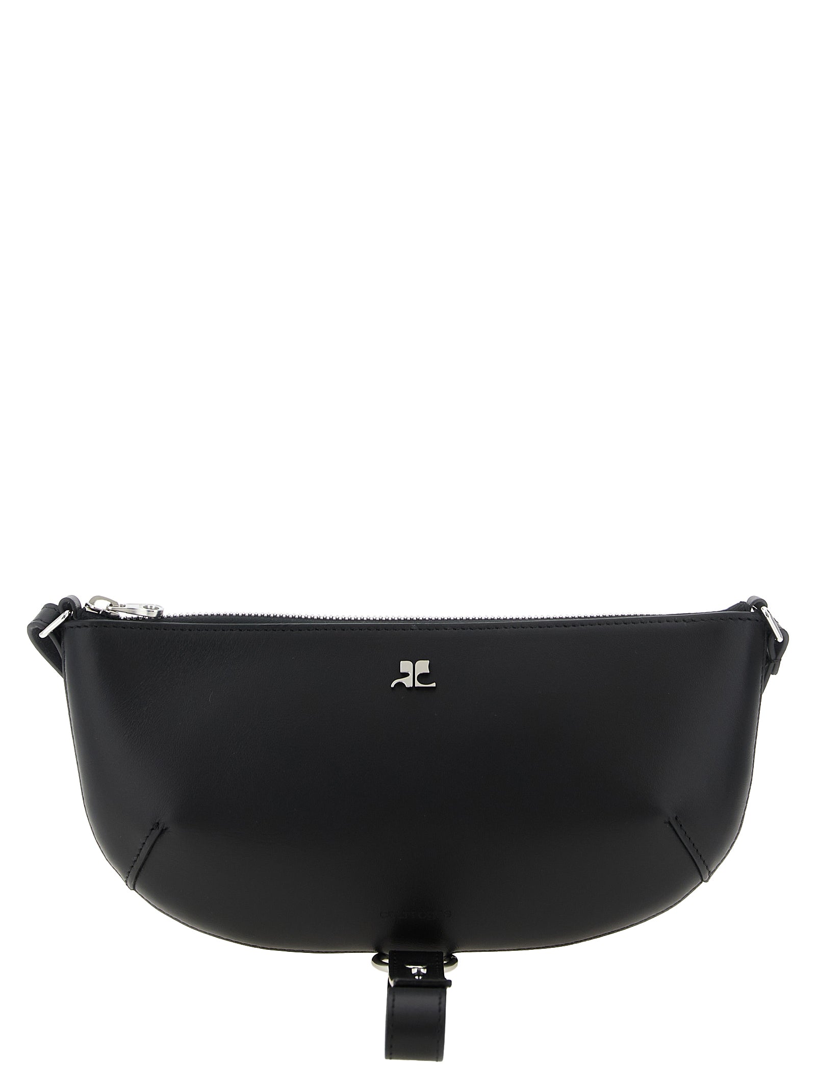 Courrèges Schwarze Kalbsleder-Schultertasche