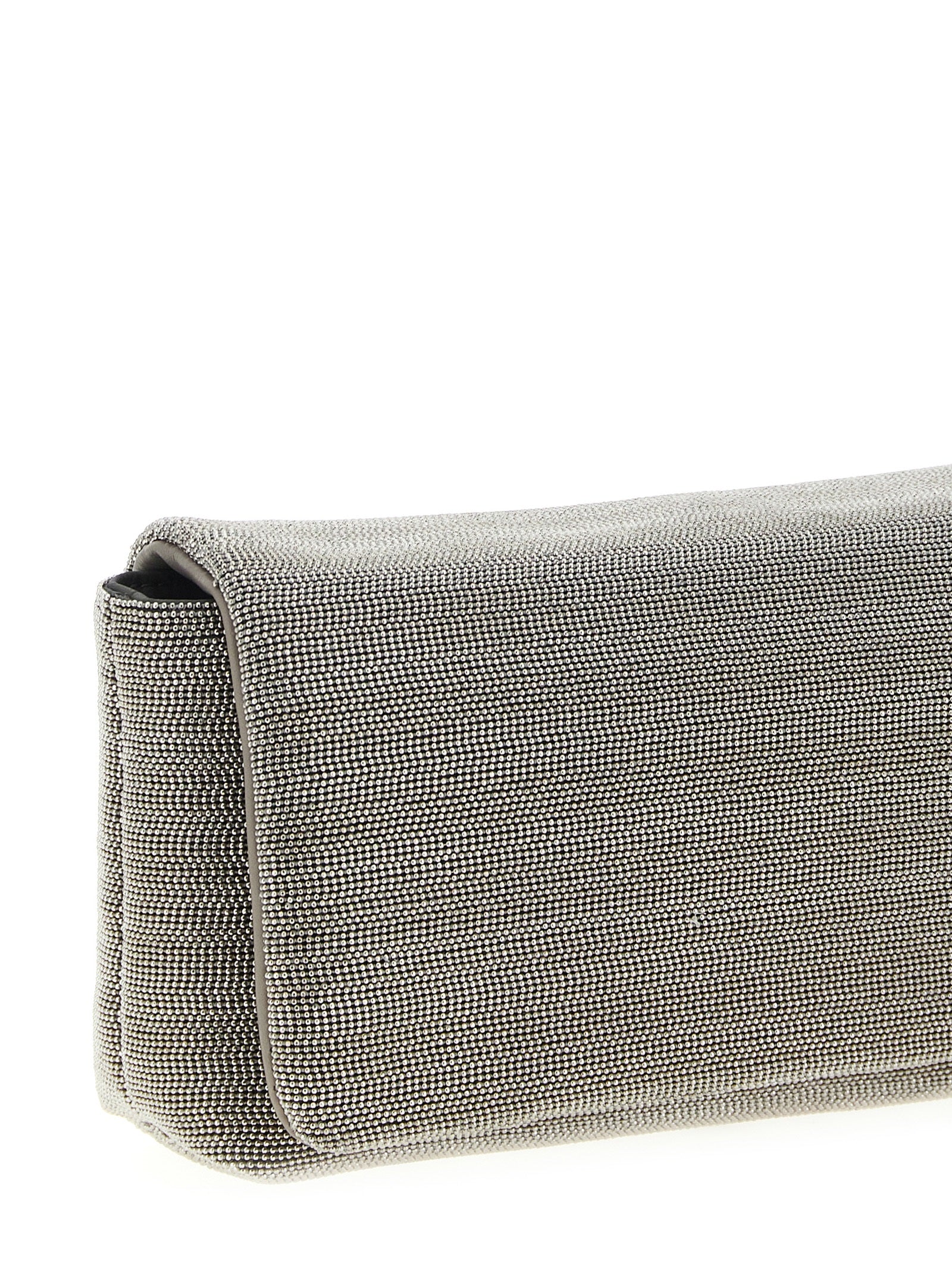 Brunello Cucinelli Clutch aus Leder in Silber