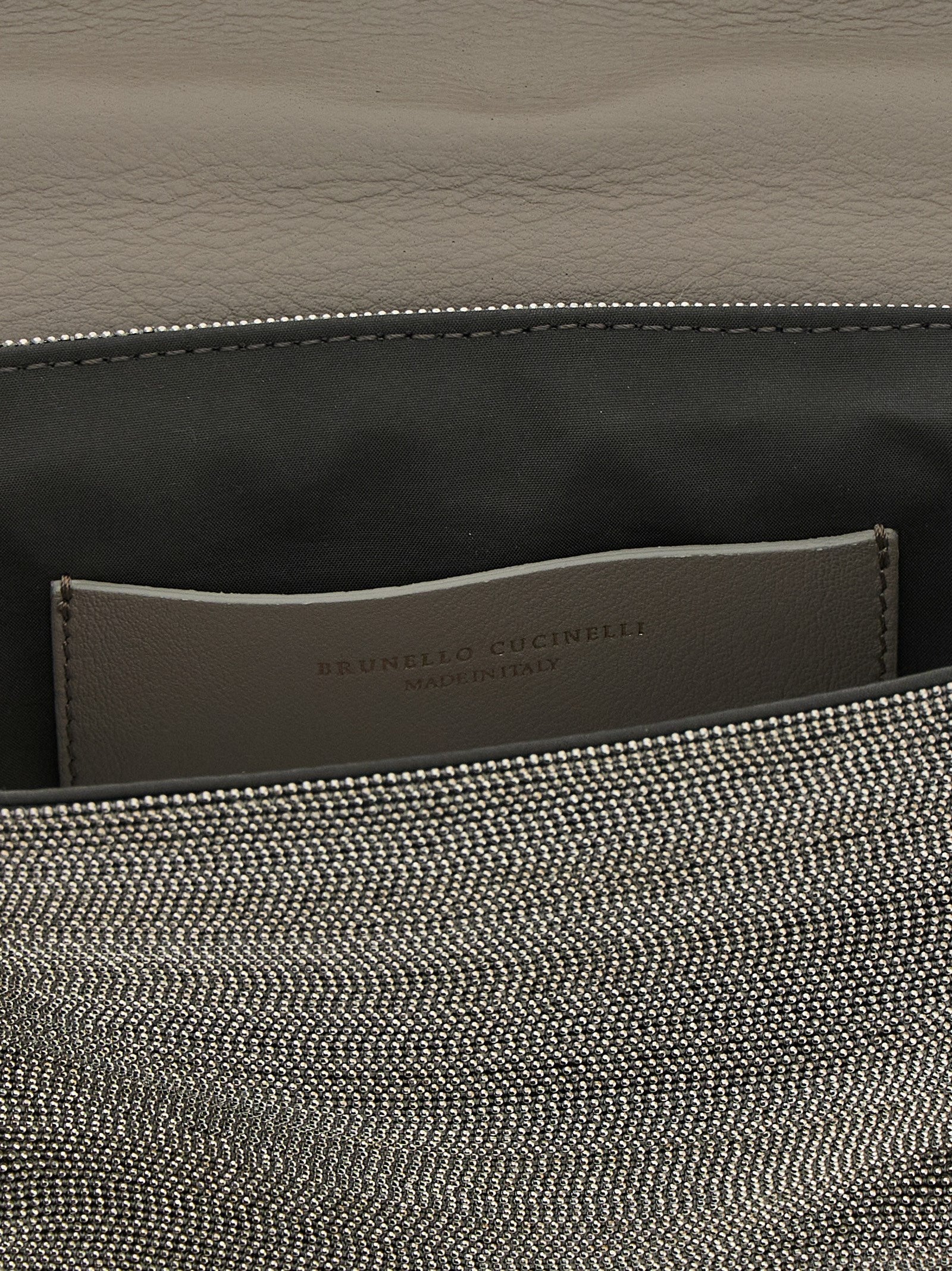 Brunello Cucinelli Clutch aus Leder in Silber