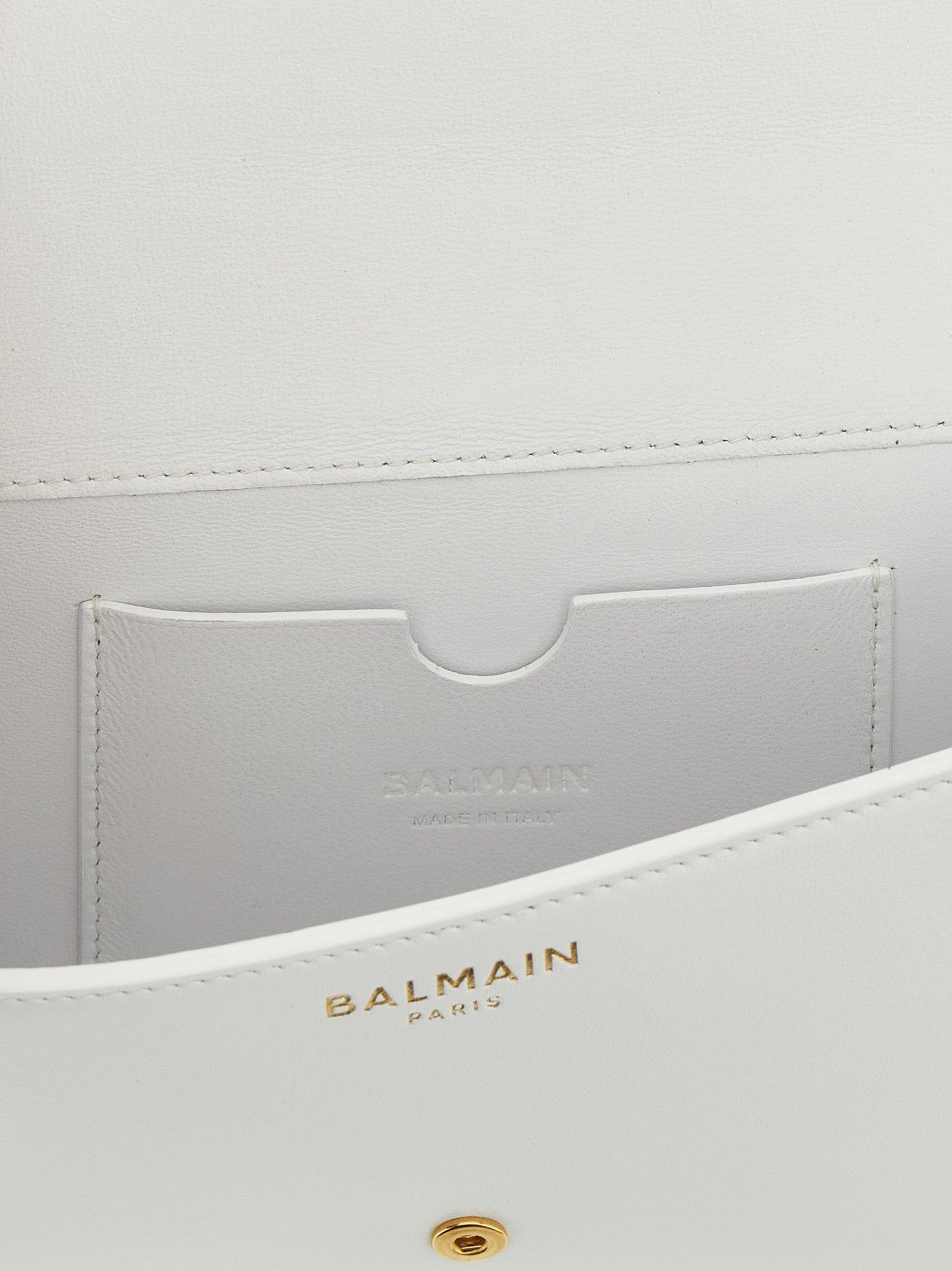 Balmain Weiße Kartenhülle aus Kalbsleder