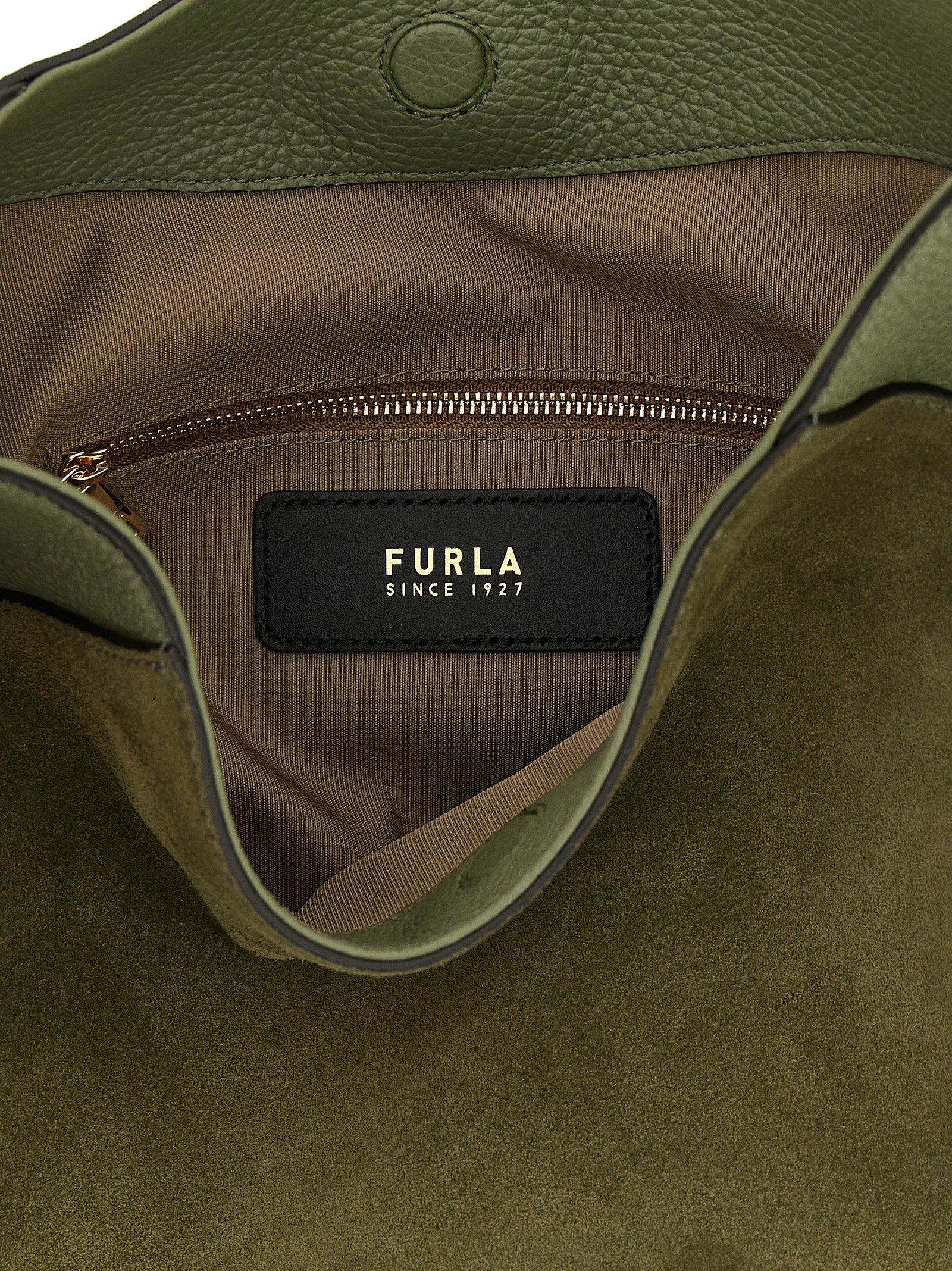 Furla Zweifarbige Schultertasche aus Kalbsleder