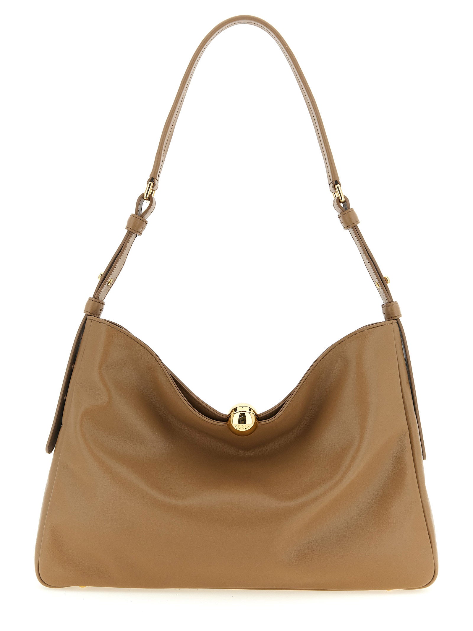 Furla Beigefarbene Kalbshaut Schultertasche