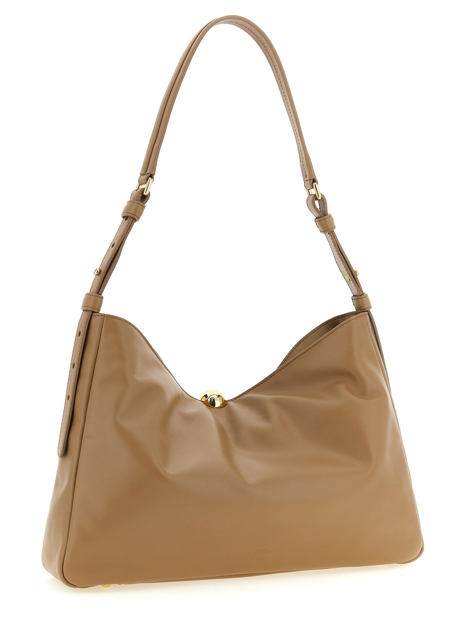 Furla Beigefarbene Kalbshaut Schultertasche
