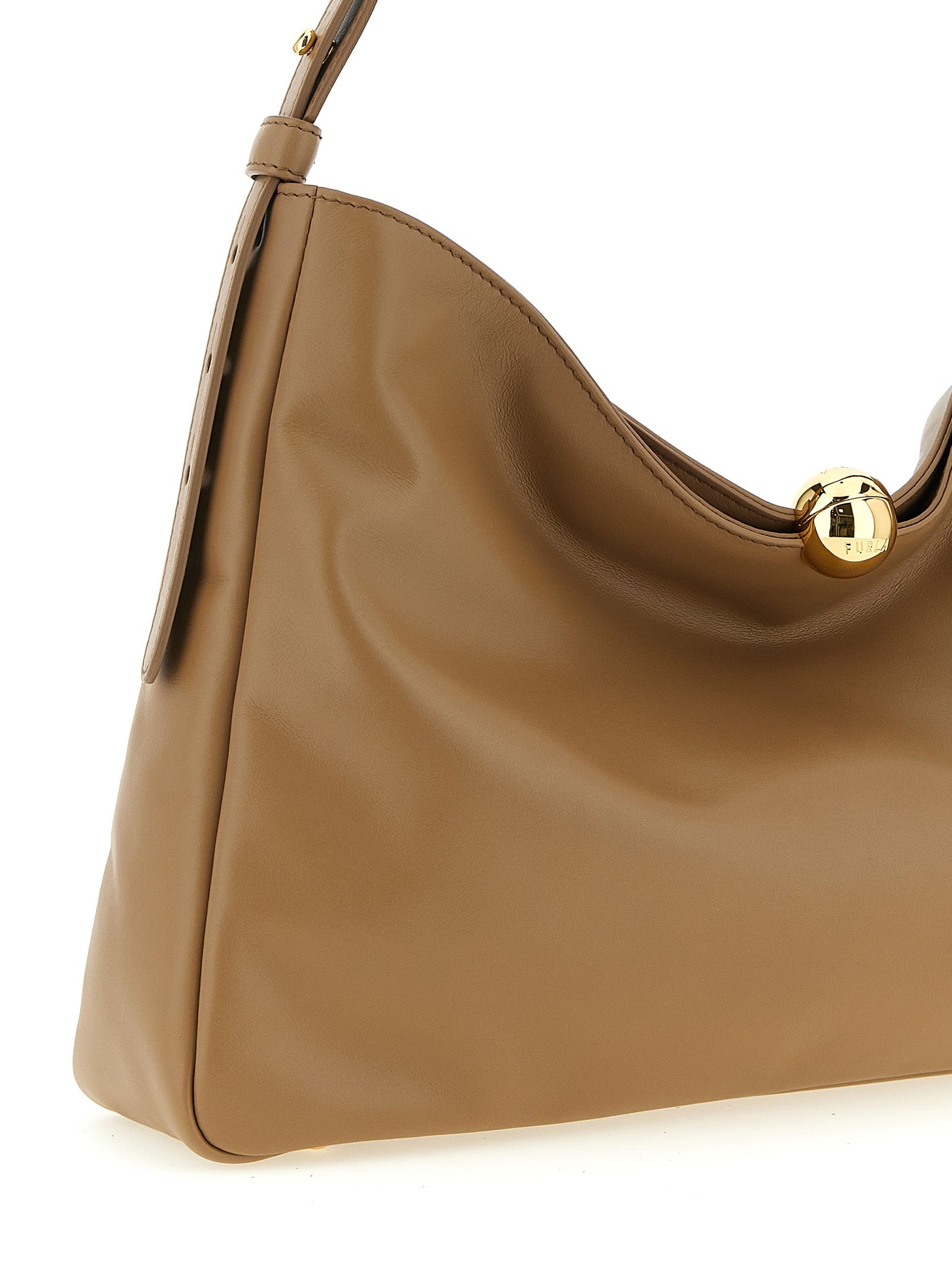 Furla Beigefarbene Kalbshaut Schultertasche