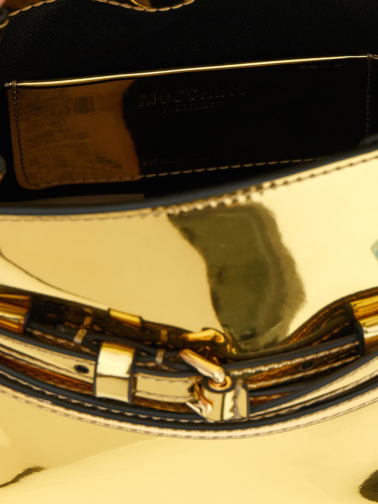 Moschino Goldene Polyethylen-Handtasche
