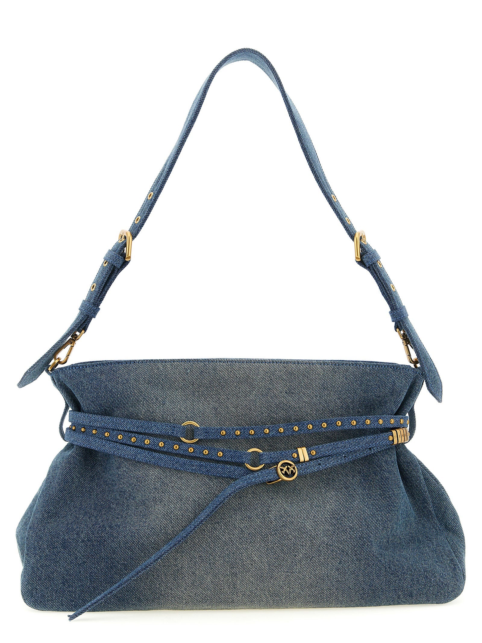 PINKO Blaue Baumwoll-Umhängetasche