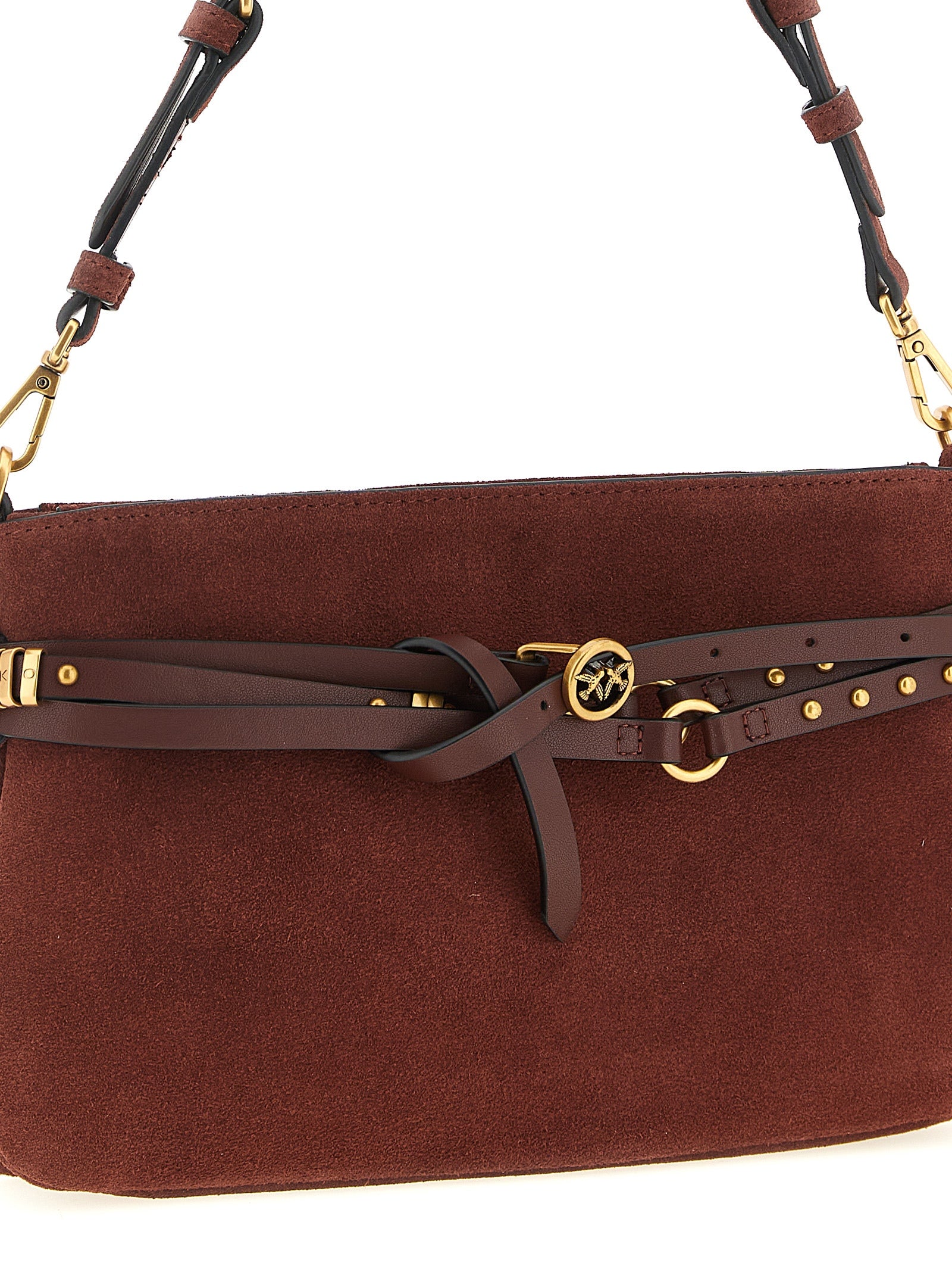 PINKO Schultertasche aus bordeauxrotem Lammleder
