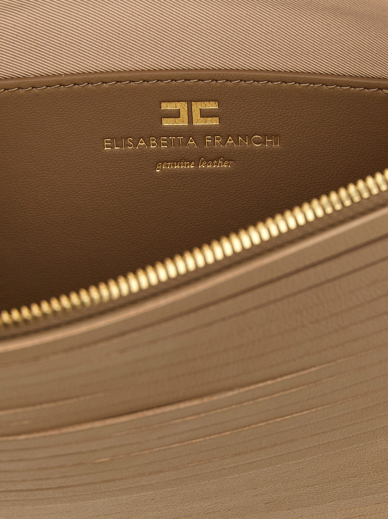 Elisabetta Franchi Beige Leder Clutch Bag