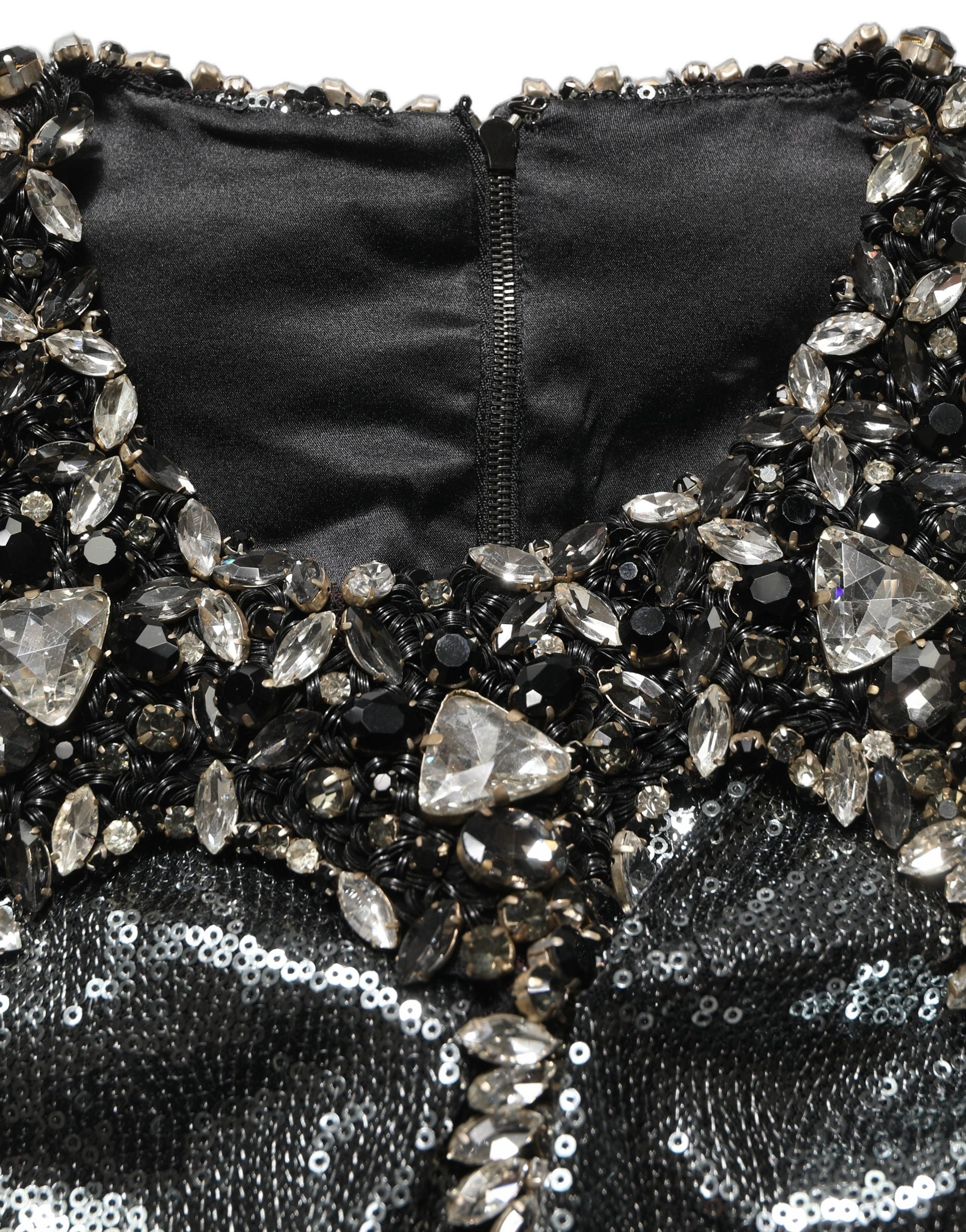 Dolce & Gabbana Graues Metallic-Pailletten-Blusenoberteil