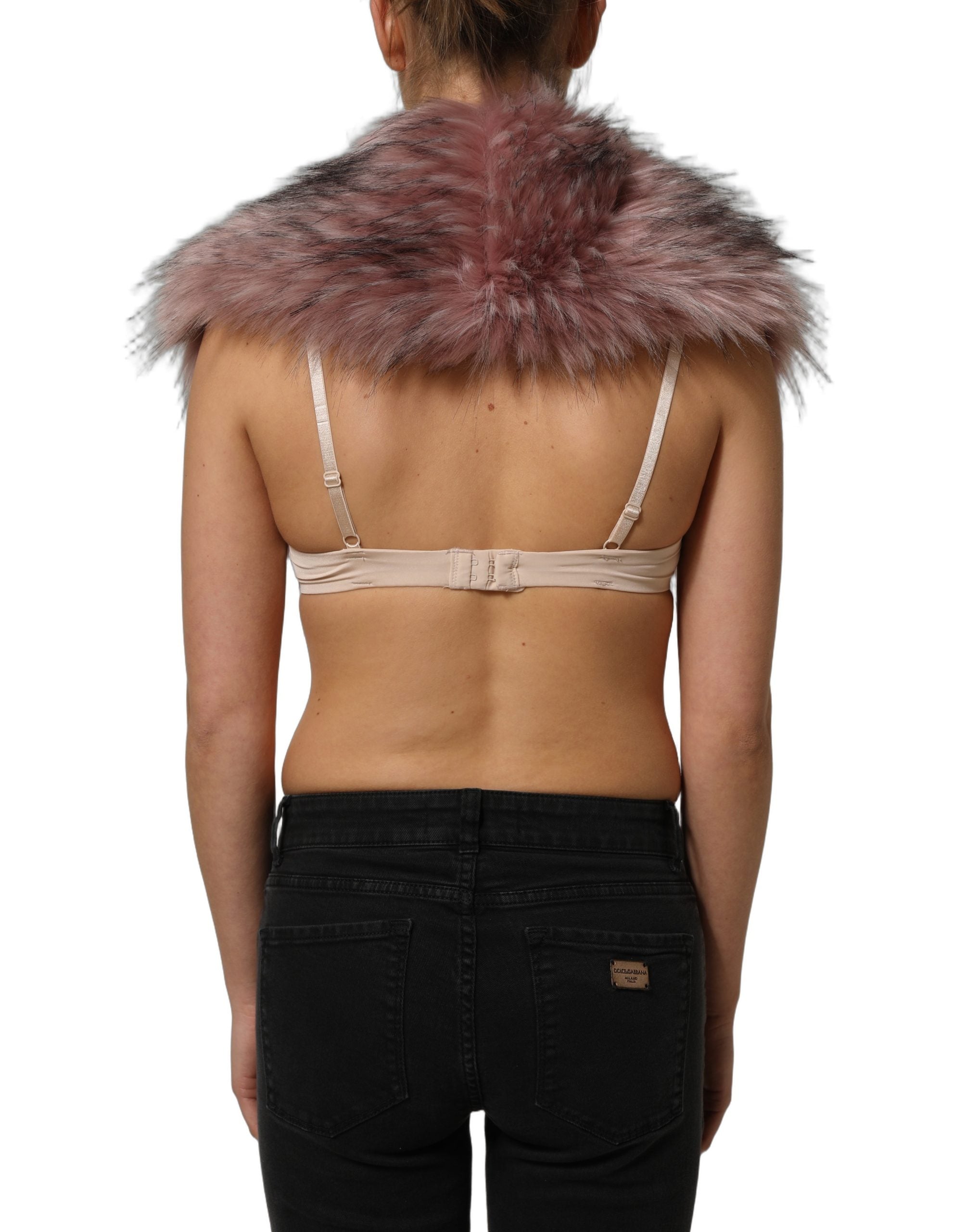 Dolce & Gabbana Pinker Strick-Bolero aus Kunstpelz