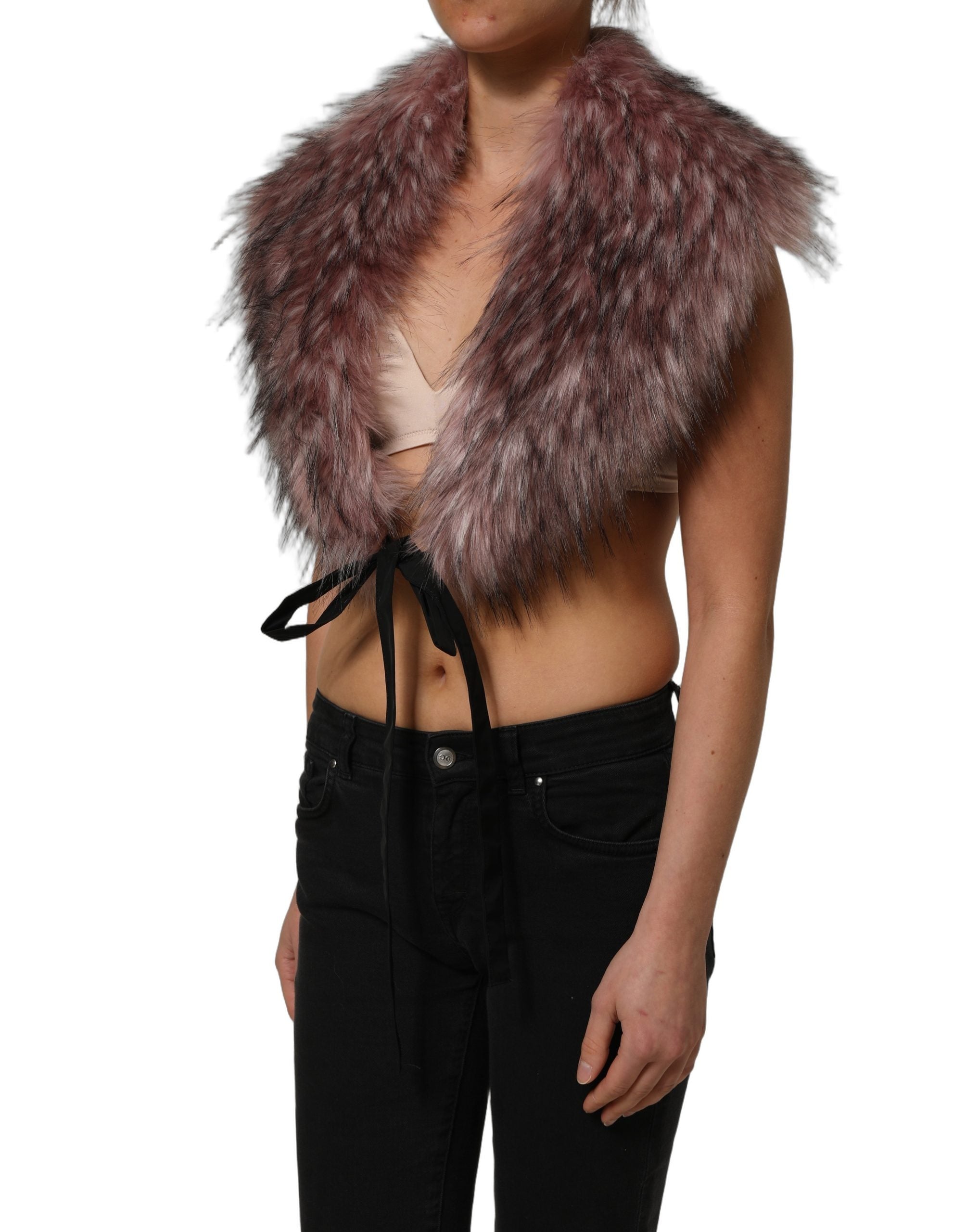 Dolce & Gabbana Pinker Strick-Bolero aus Kunstpelz