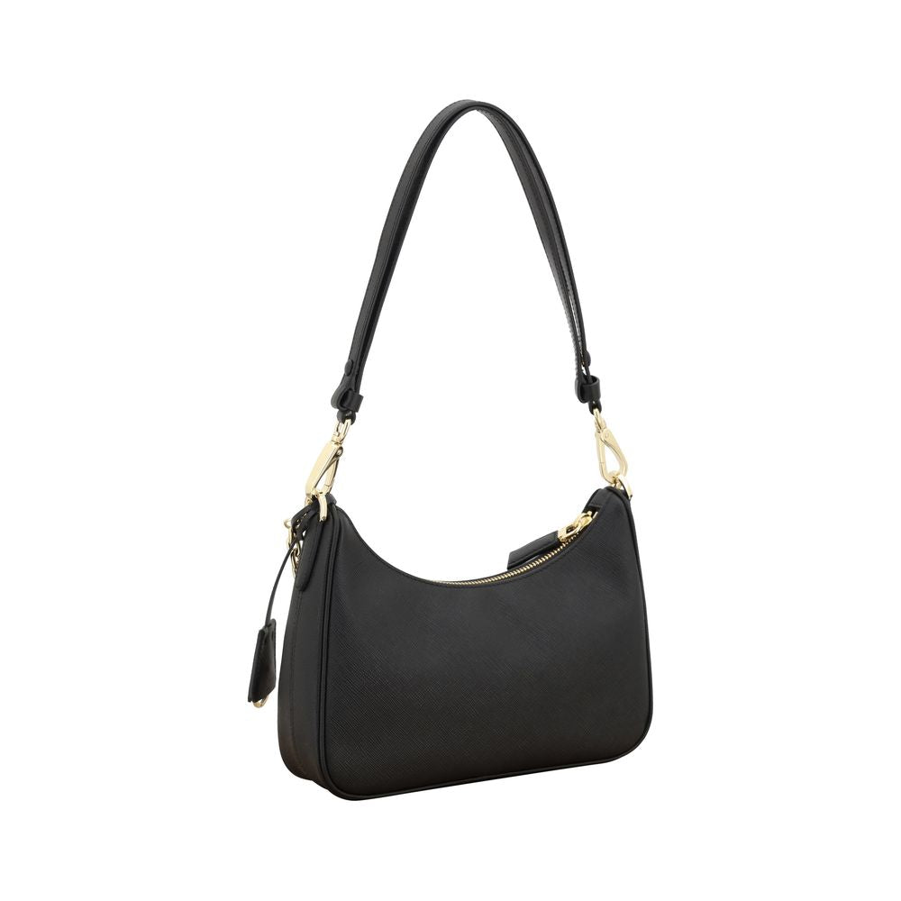 Prada Schwarze Bos Taurus Kalbsleder Schultertasche