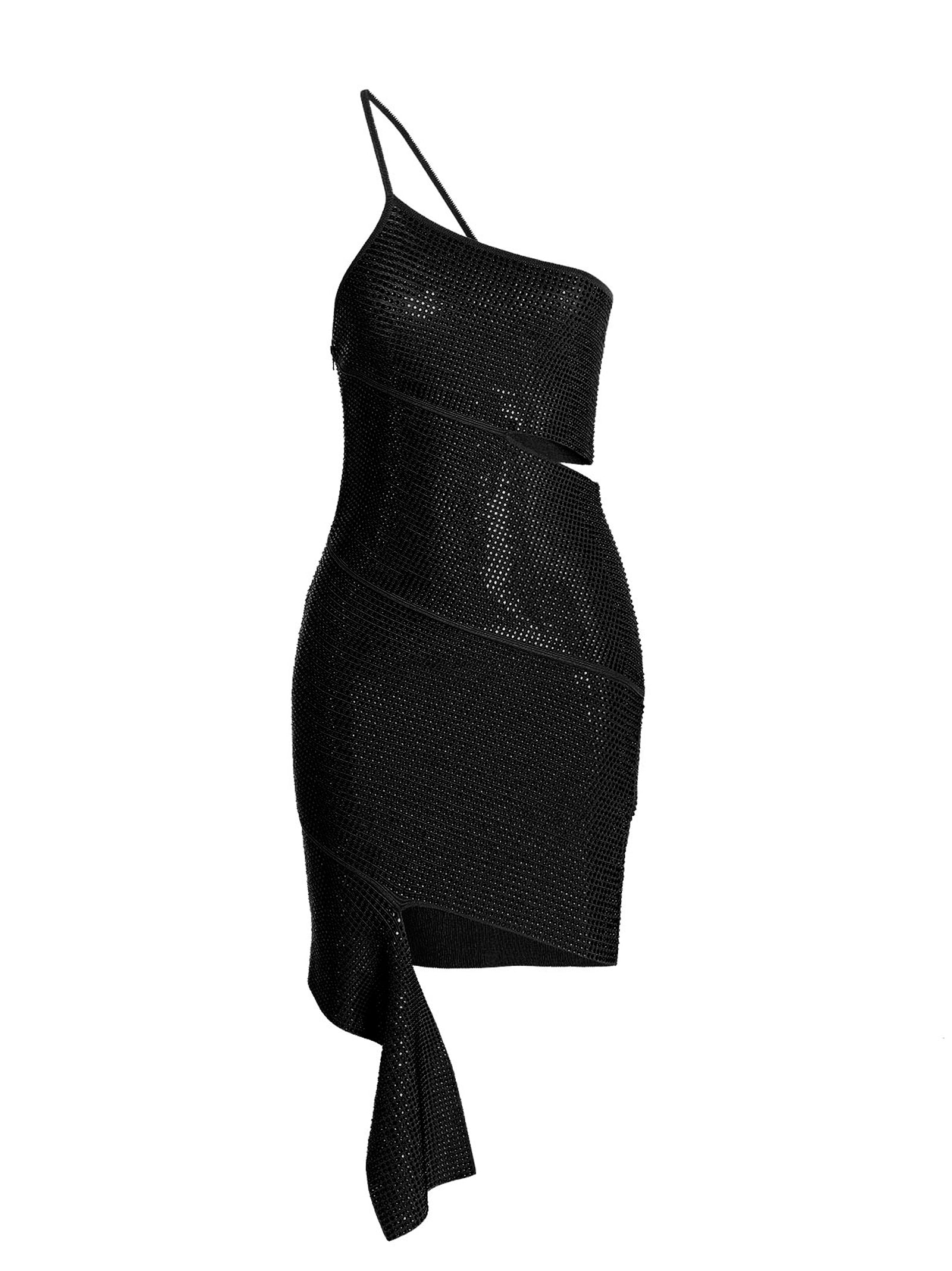 ANDREĀDAMO Schwarzes Viskose-Kurzkleid