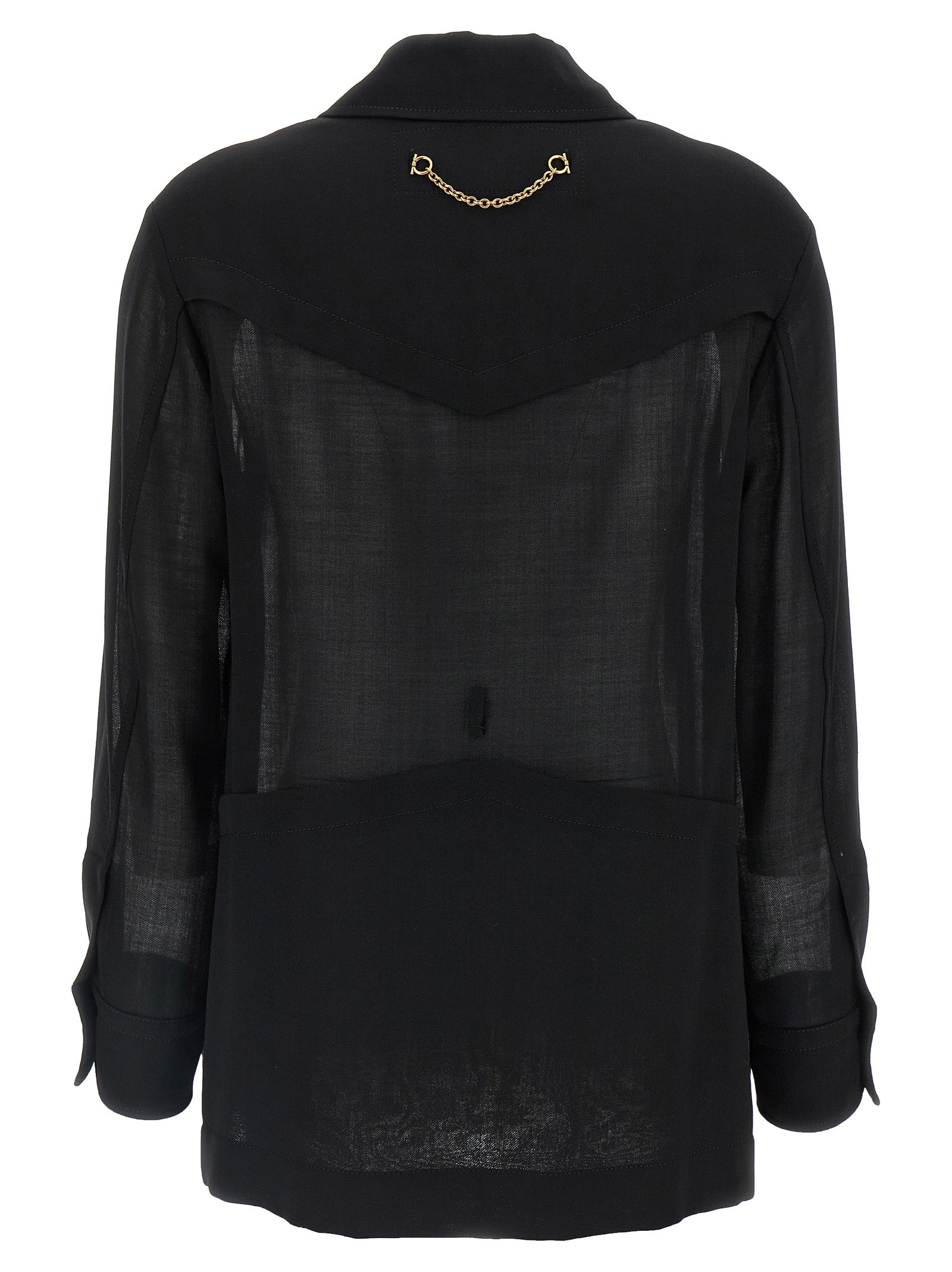 Ferragamo Schwarze Bluse aus reiner Schurwolle