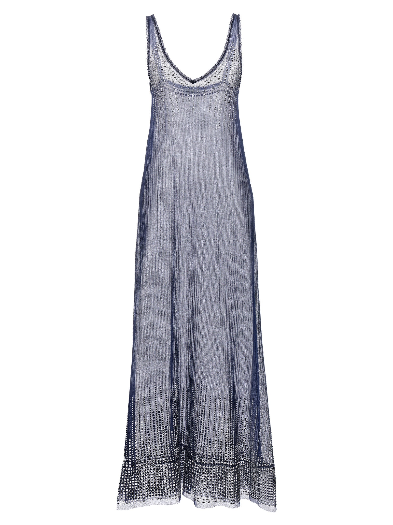 Paco Rabanne Langes blaues Kleid aus Polyamid