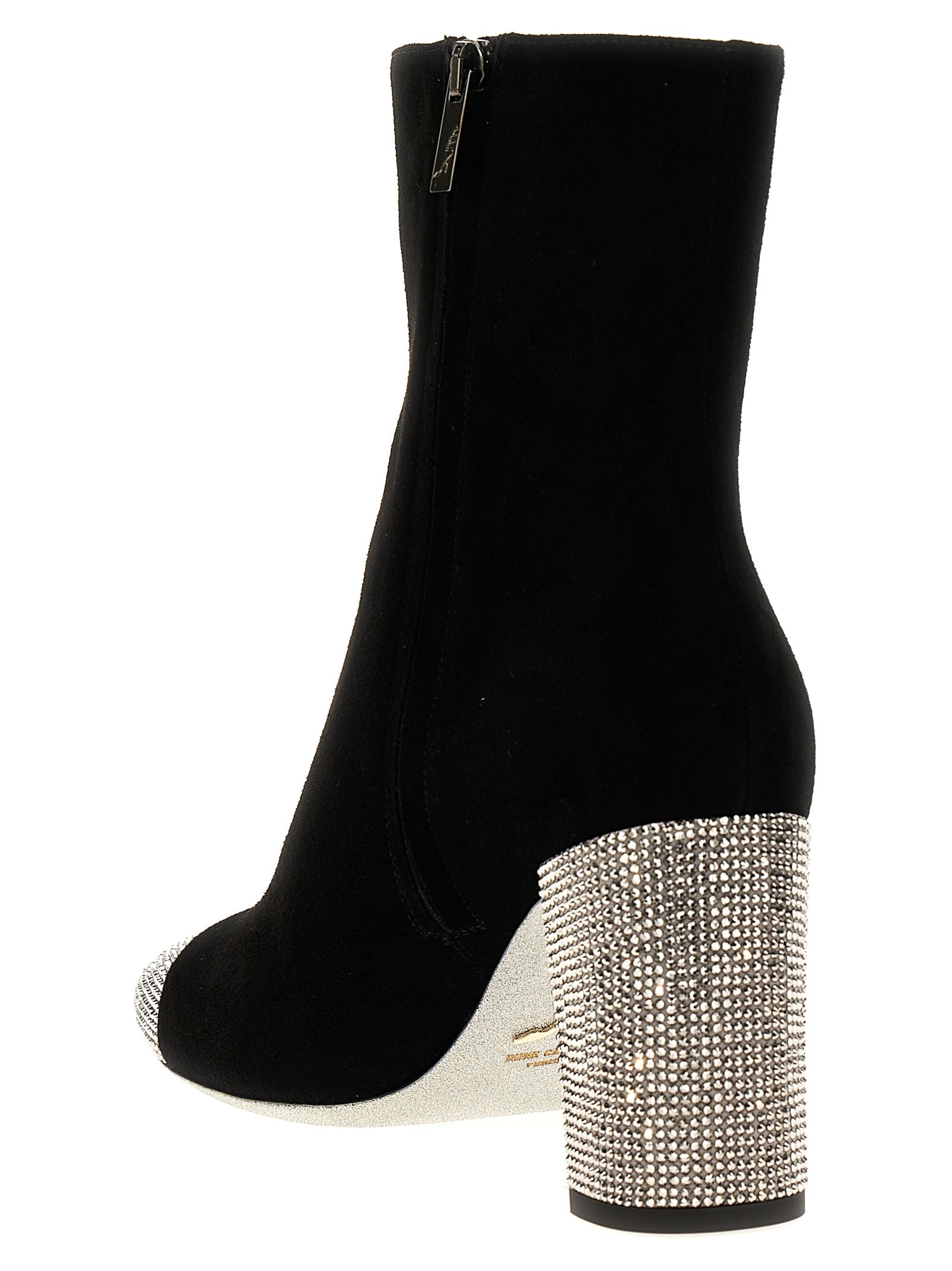 RENE CAOVILLA Schwarze Leder-Stiefeletten