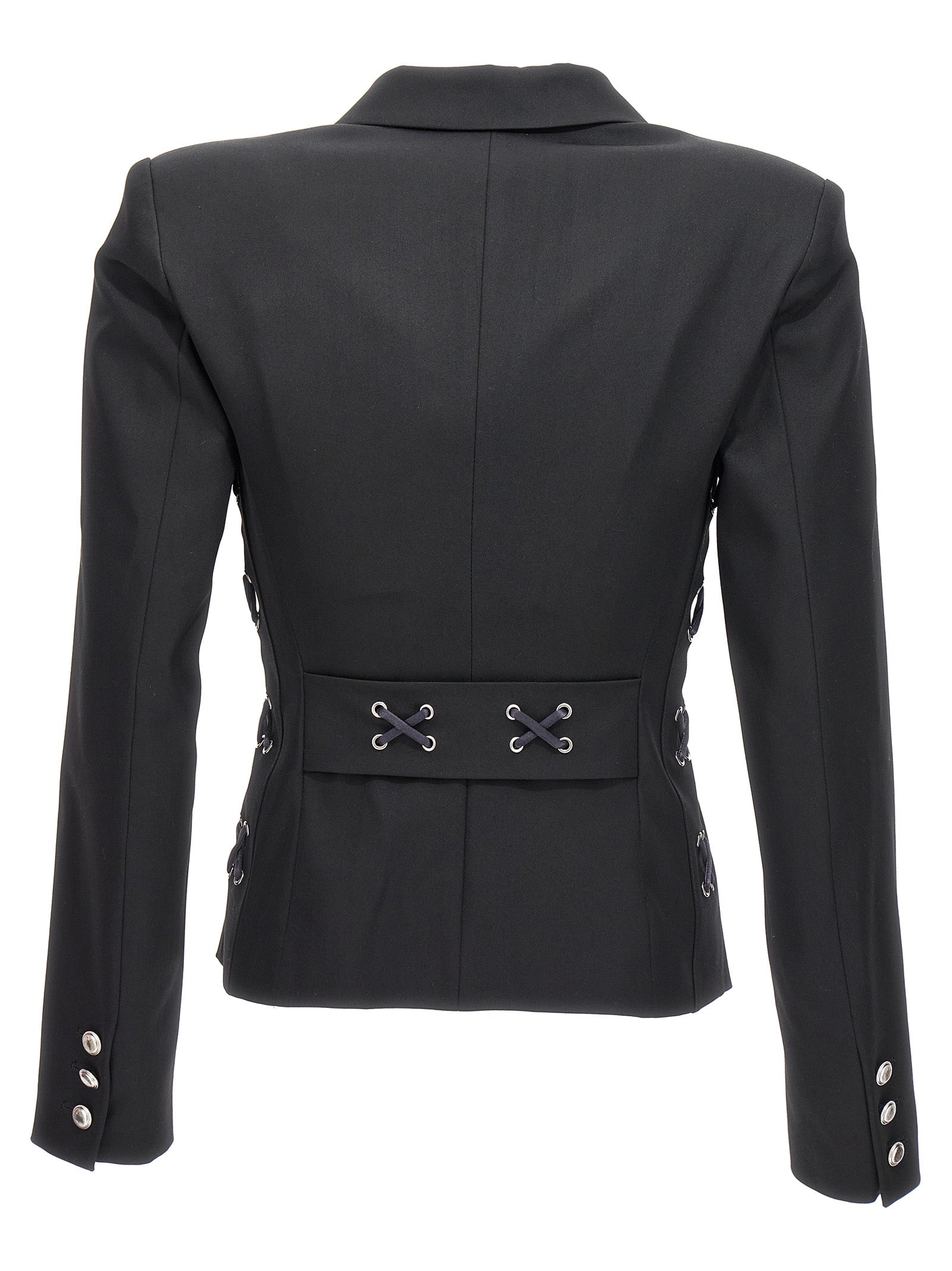 Alessandra Rich Schwarzer Wollblazer
