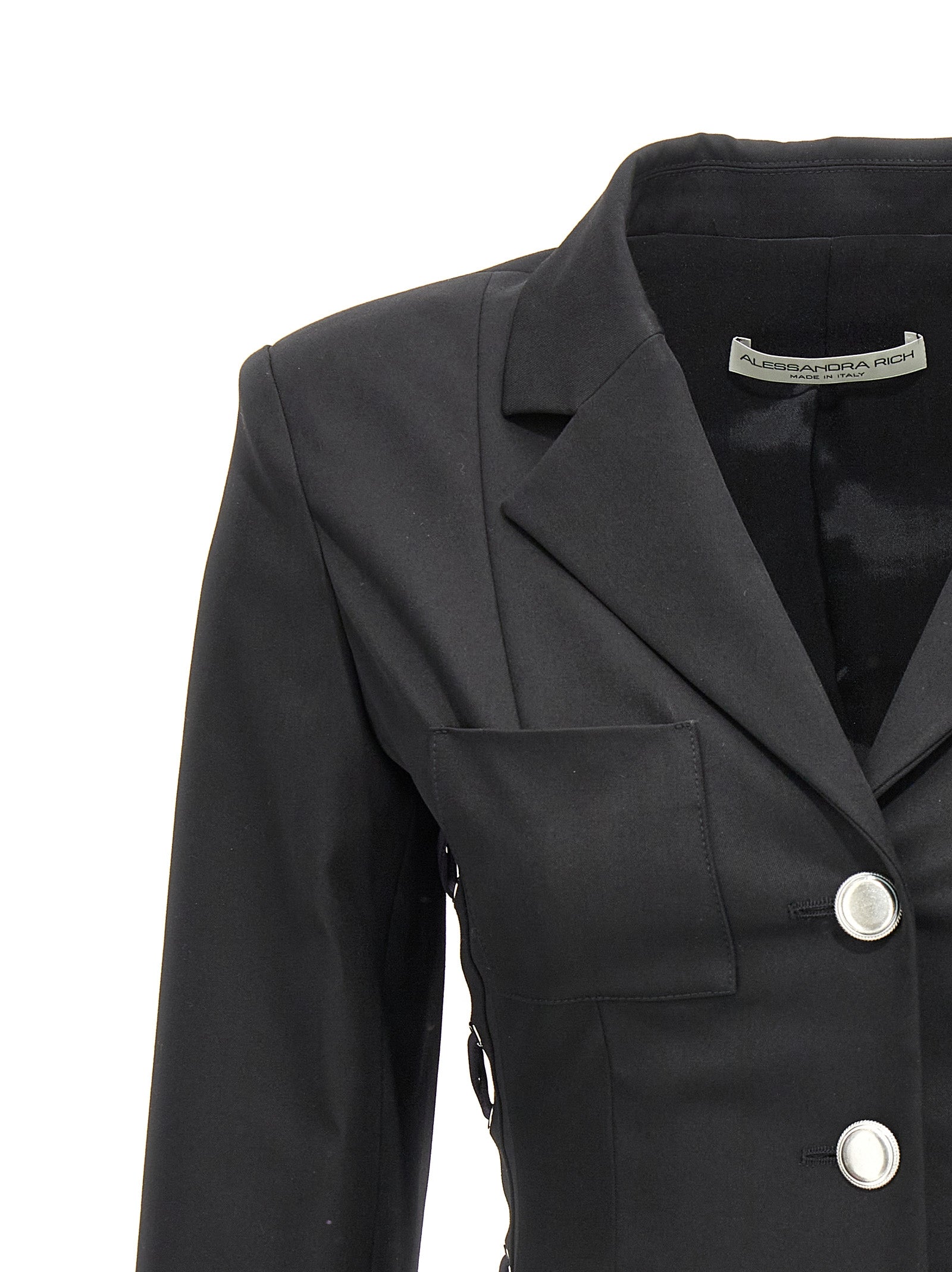 Alessandra Rich Schwarzer Wollblazer