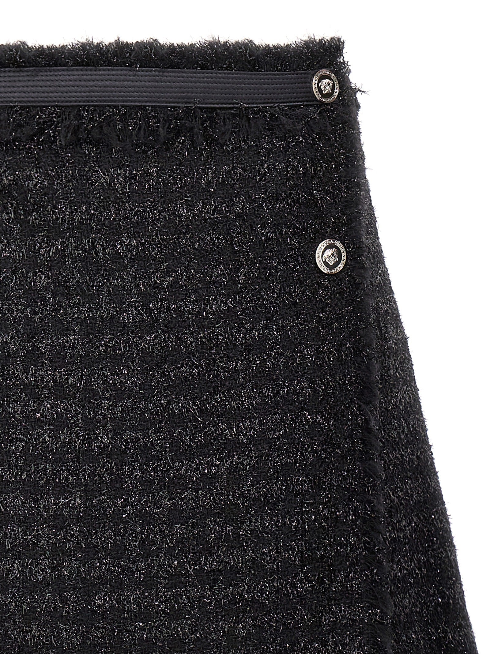 Versace Schwarzer Maxirock aus reiner Schurwolle