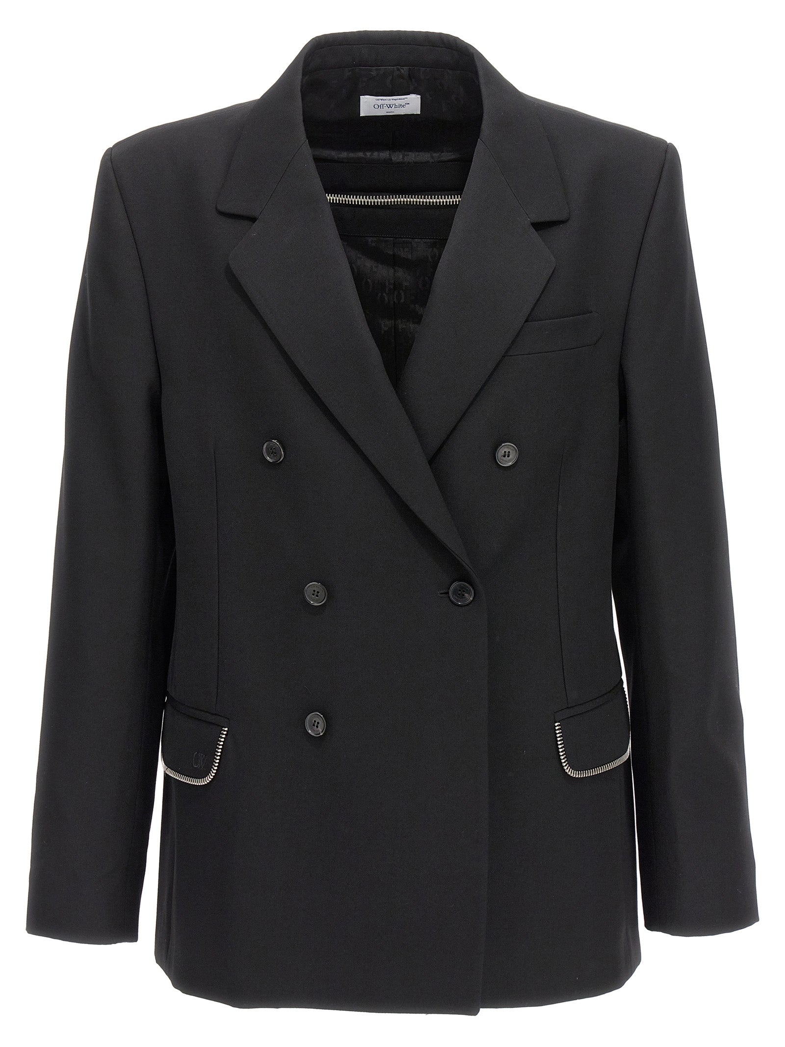 Off-White Schwarzer Blazer aus reiner Schurwolle