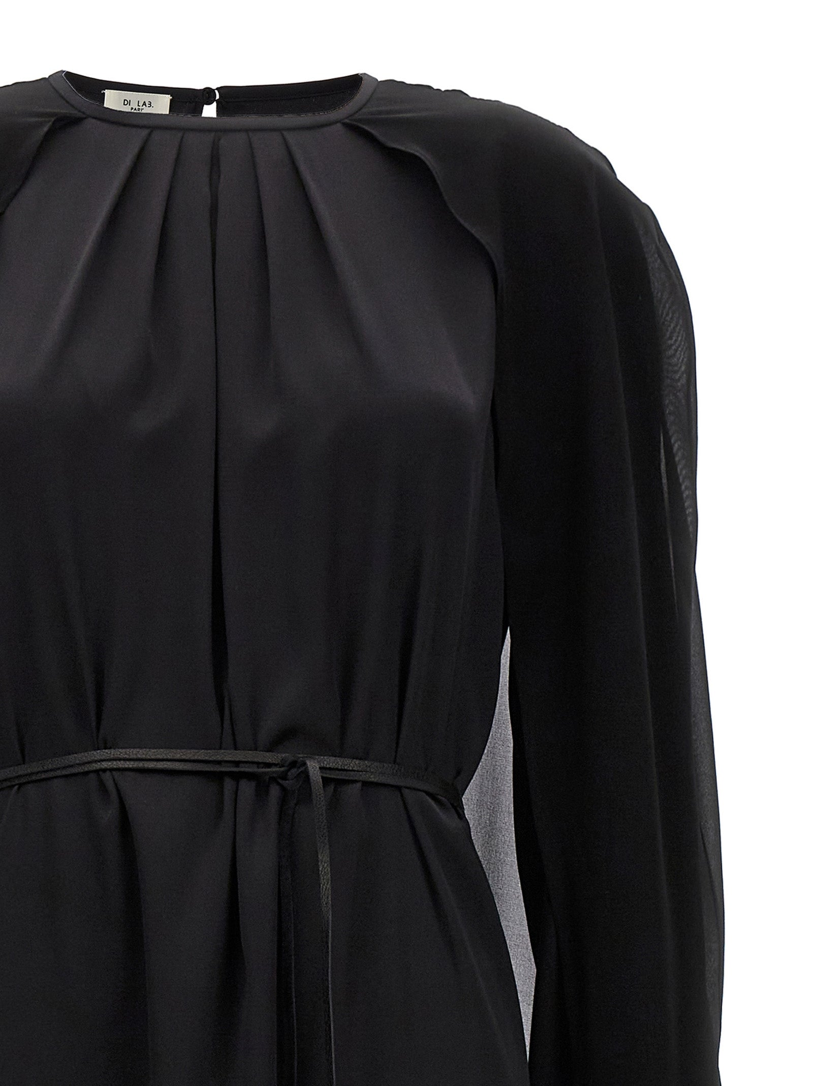 DI.LA3 PARI' Schwarzes Seiden-Maxikleid