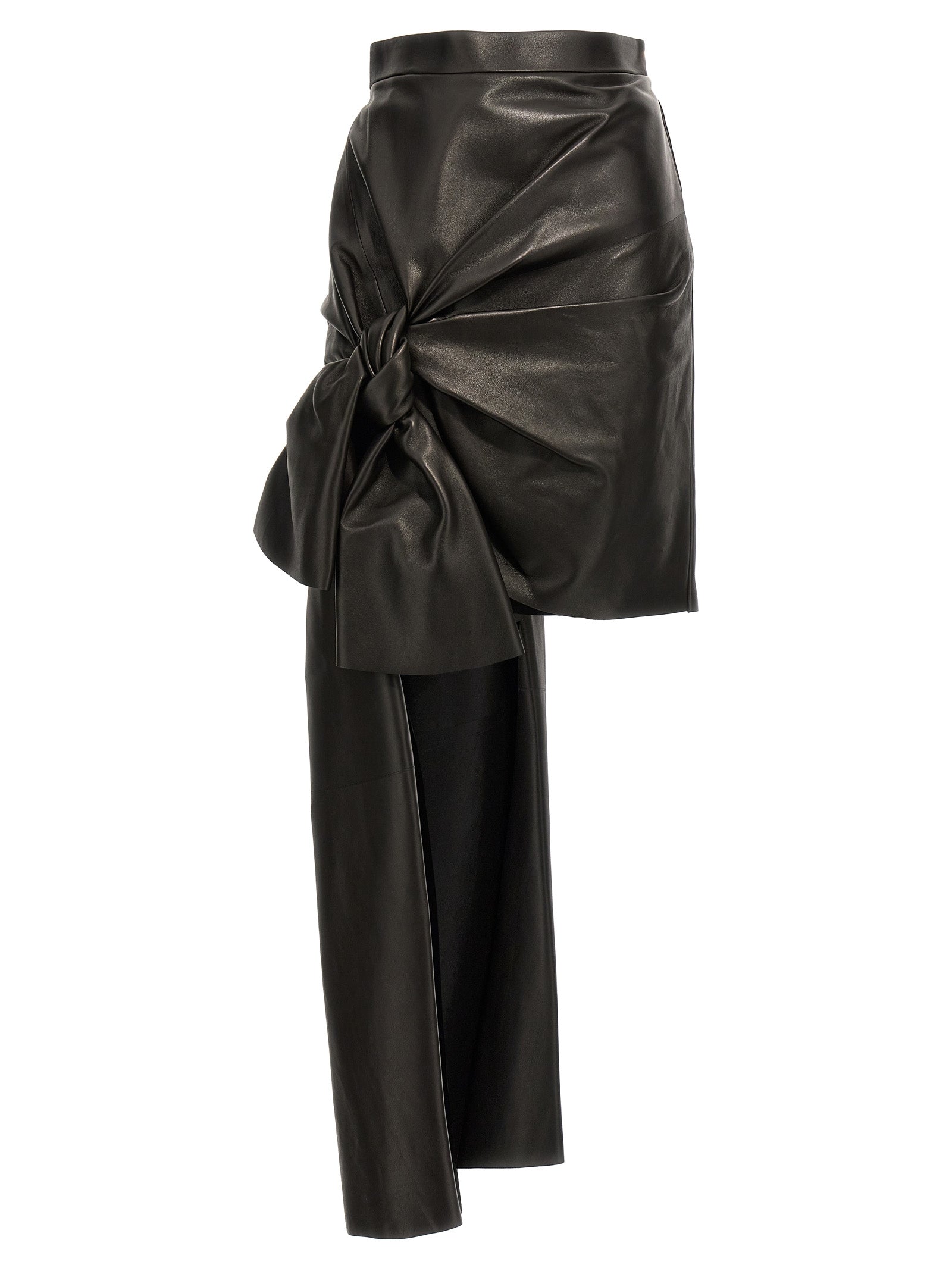 Alexander McQueen Langer Rock aus schwarzem Lammleder