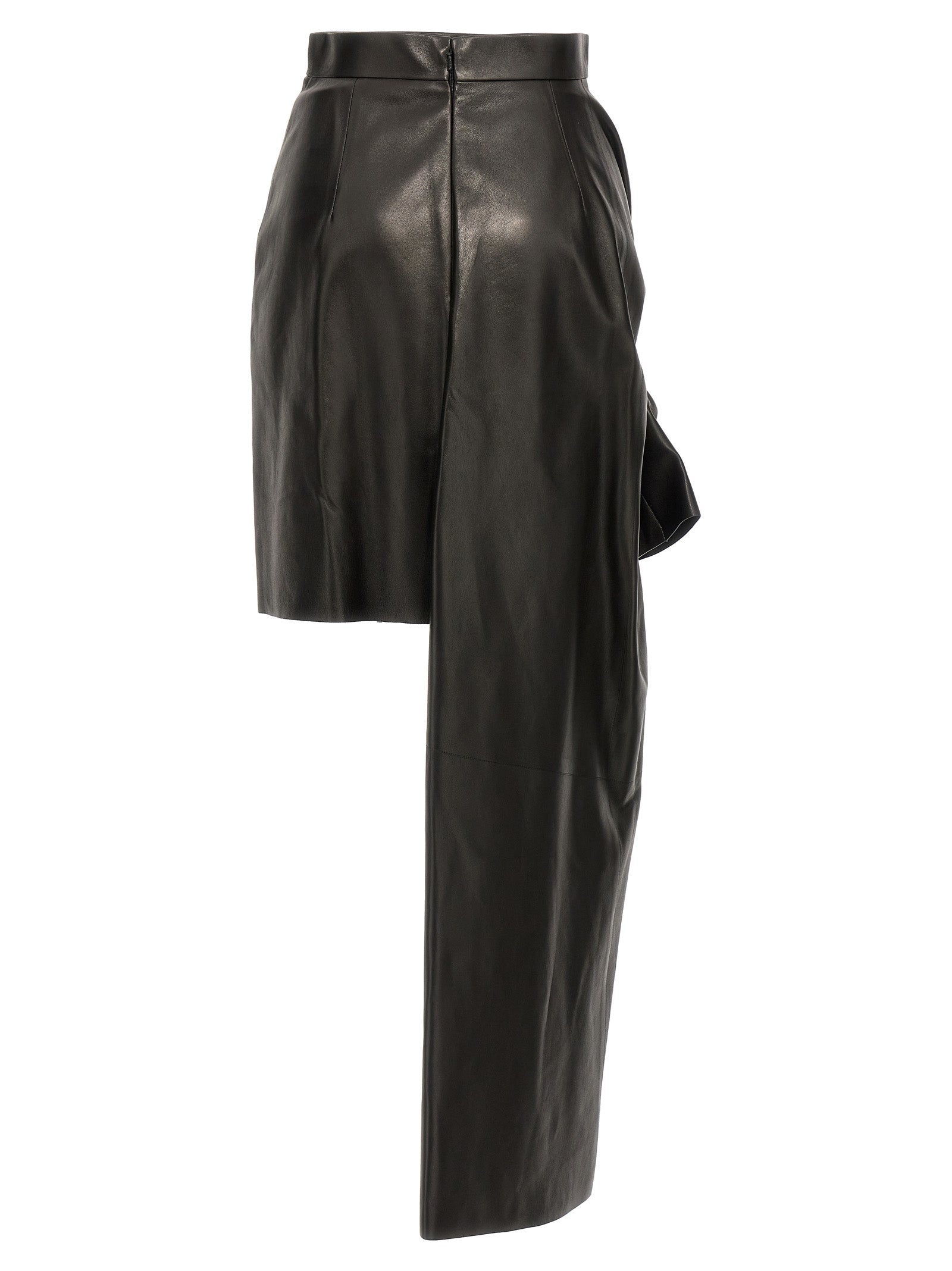 Alexander McQueen Langer Rock aus schwarzem Lammleder
