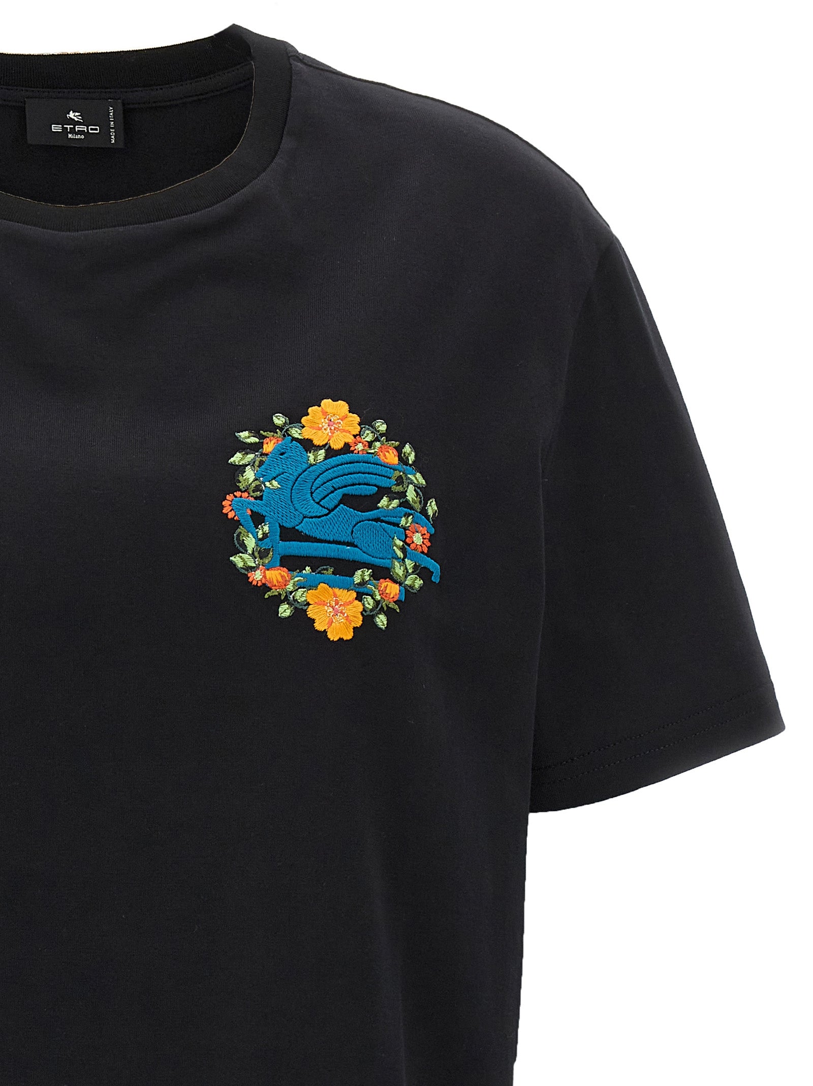 Etro Schwarzes Baumwoll-T-Shirt