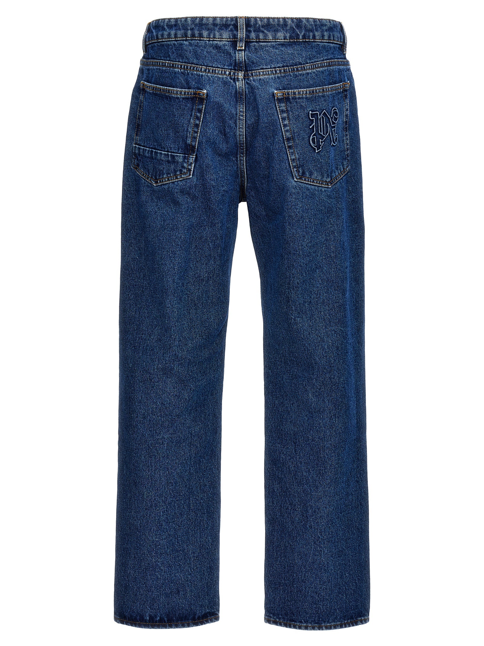 Palm Angels Blaue Jeans aus Baumwolle im geraden Schnitt