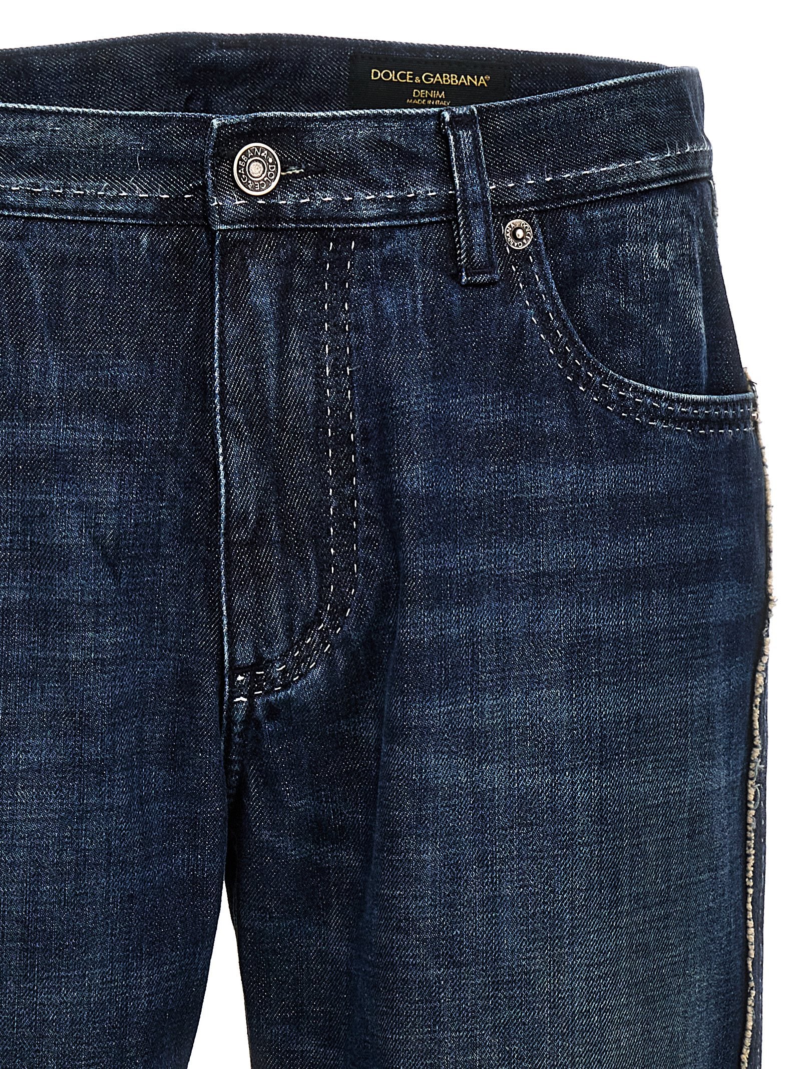 Dolce & Gabbana Blaue Baumwoll-Skinny-Jeans