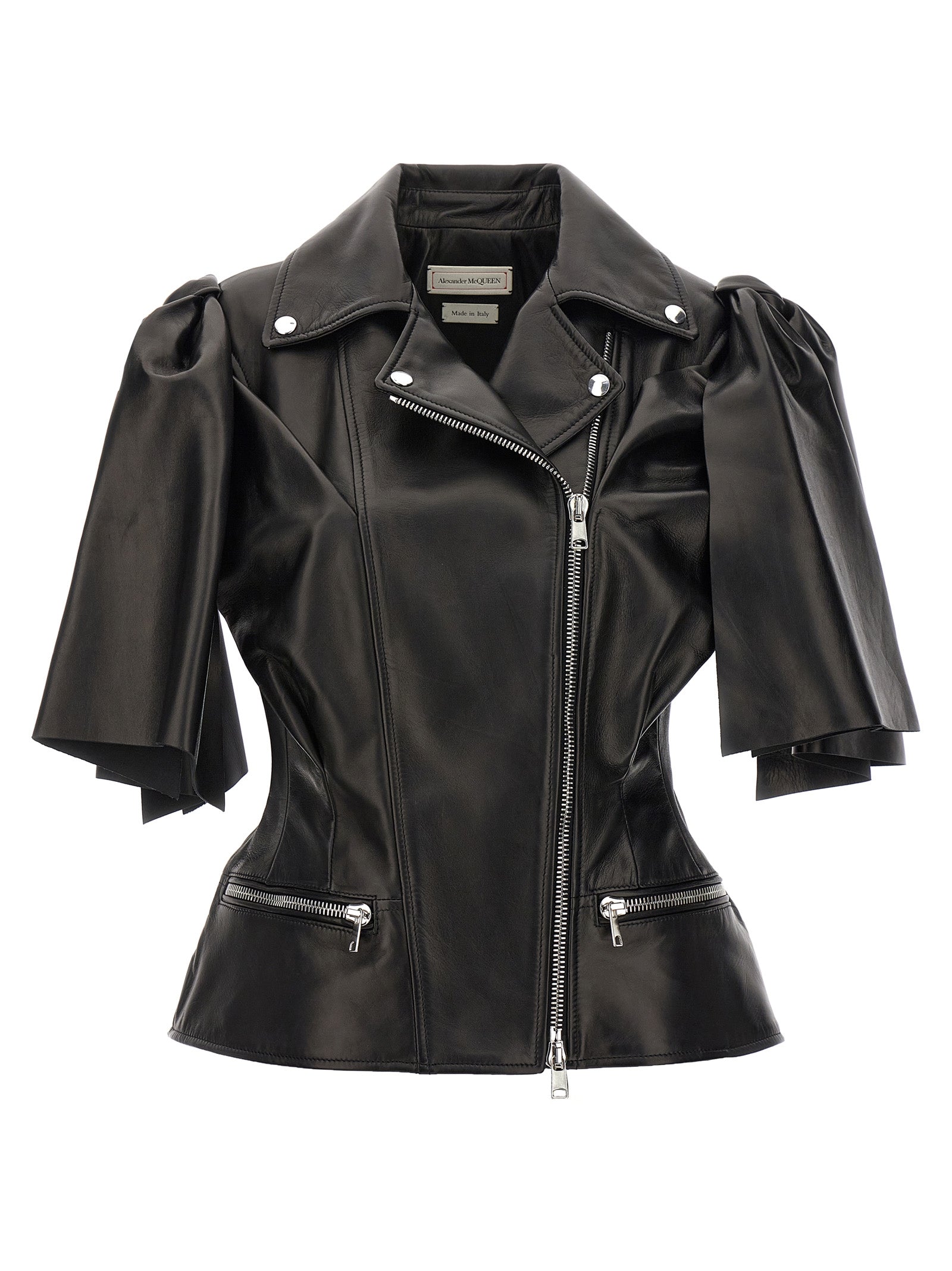 Alexander McQueen Ärmellose Jacke aus schwarzem Lammleder