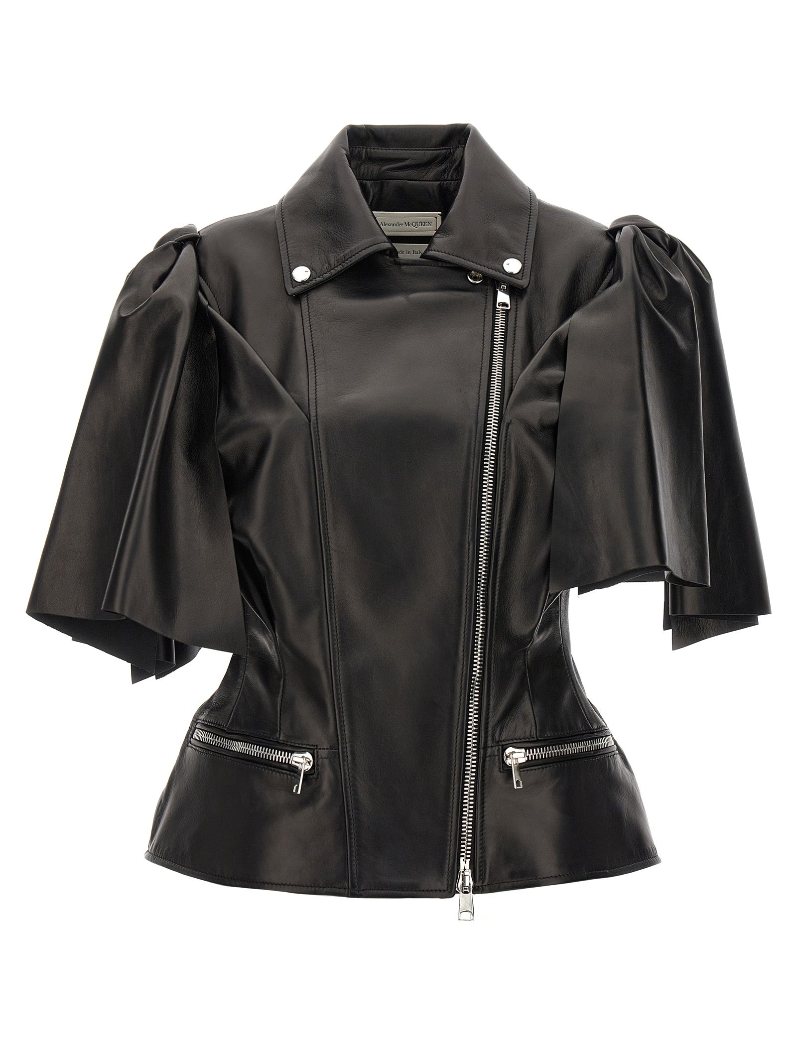 Alexander McQueen Ärmellose Jacke aus schwarzem Lammleder