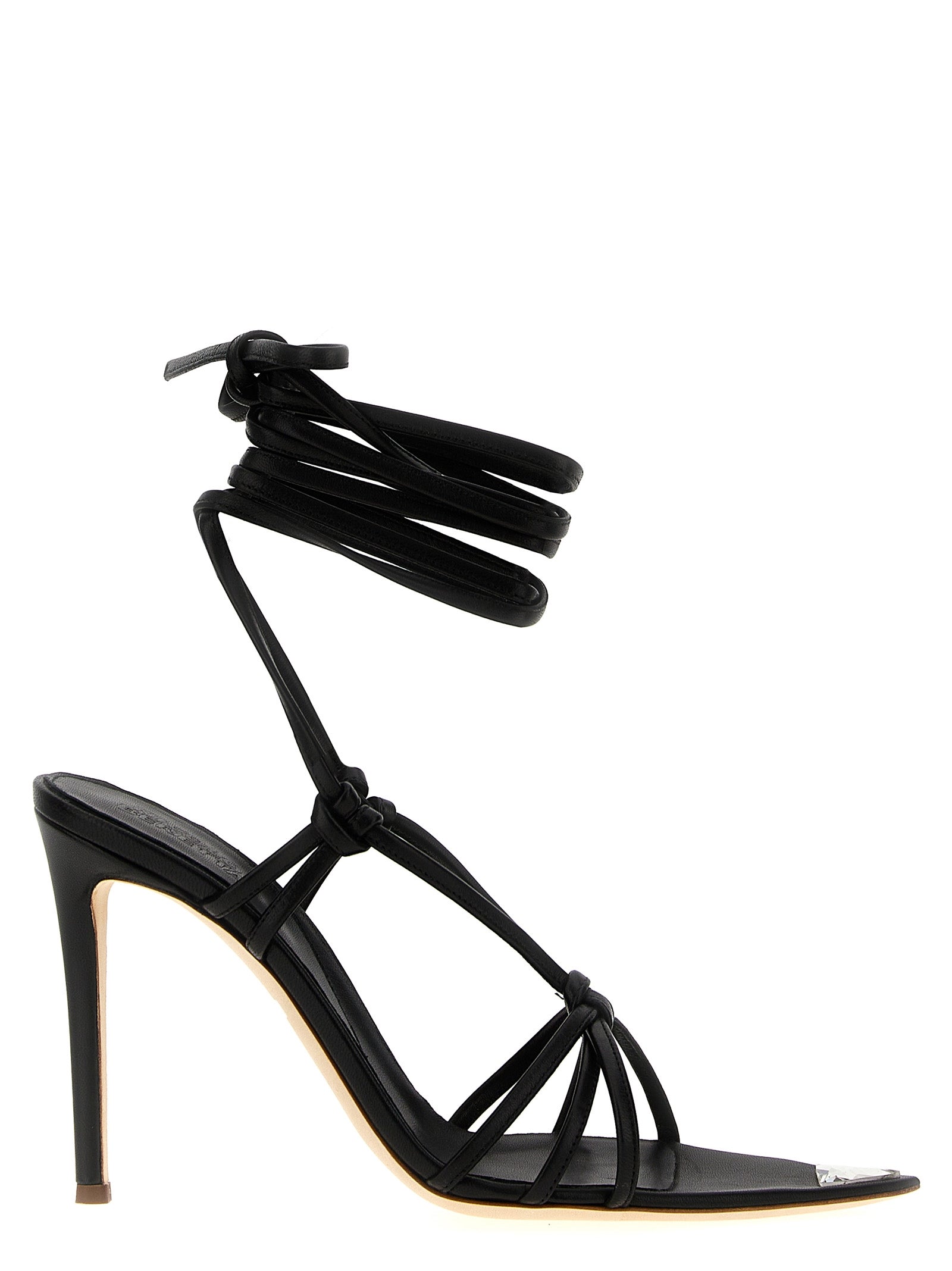 NICOLO' BERETTA Schwarze Stilettosandalen aus Lammleder