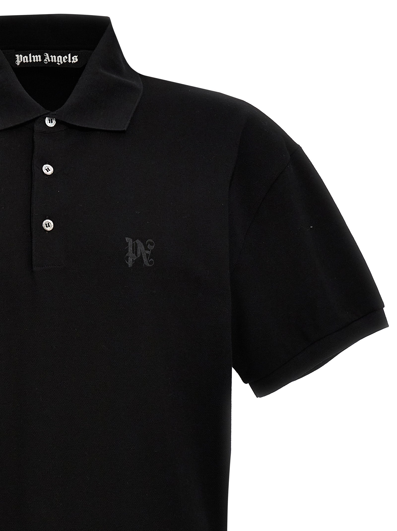 Palm Angels Schwarzes Poloshirt aus Polyester