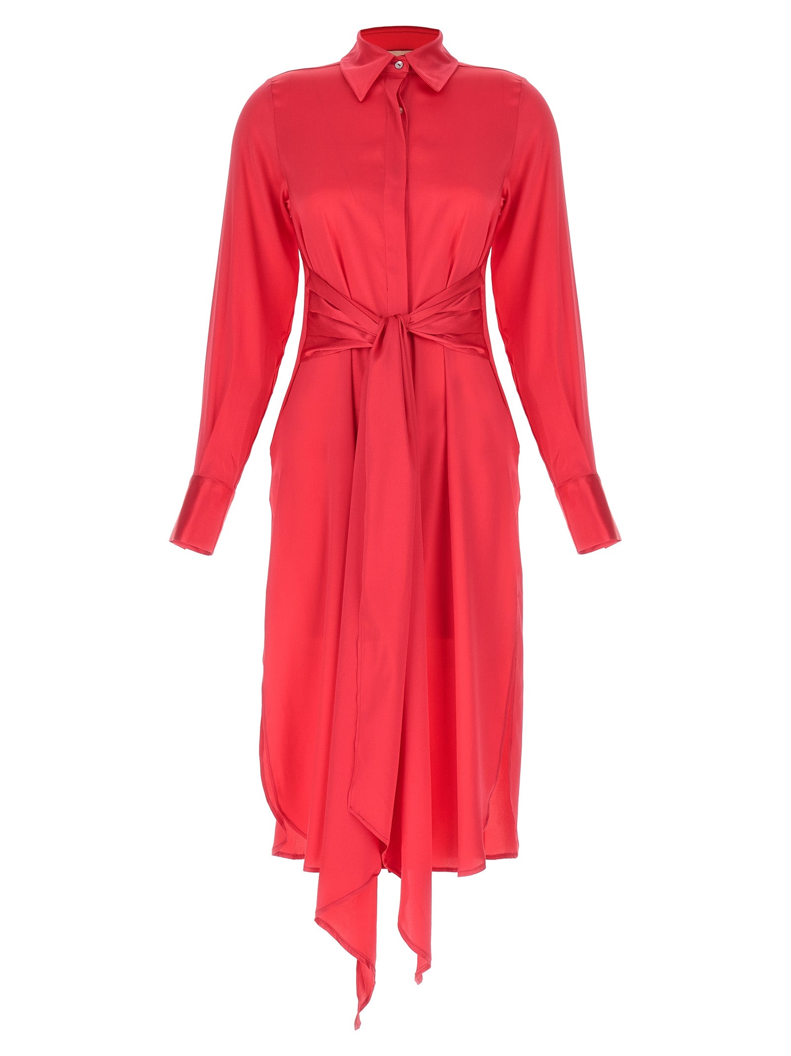 LE TWINS Fuchsia Seiden-Maxikleid